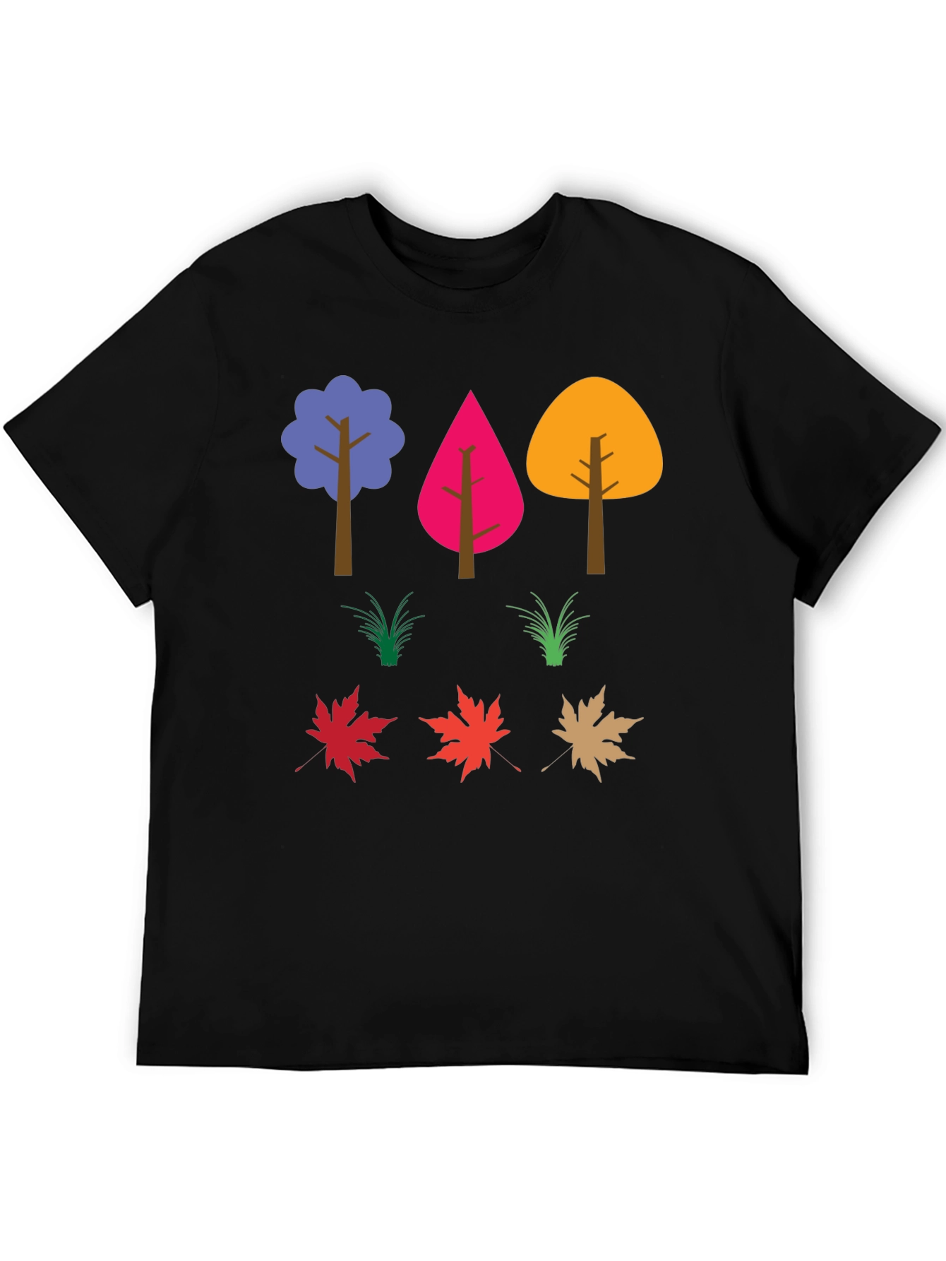 Black Colorful Nature Trees & Leaves Graphic Tee view 5