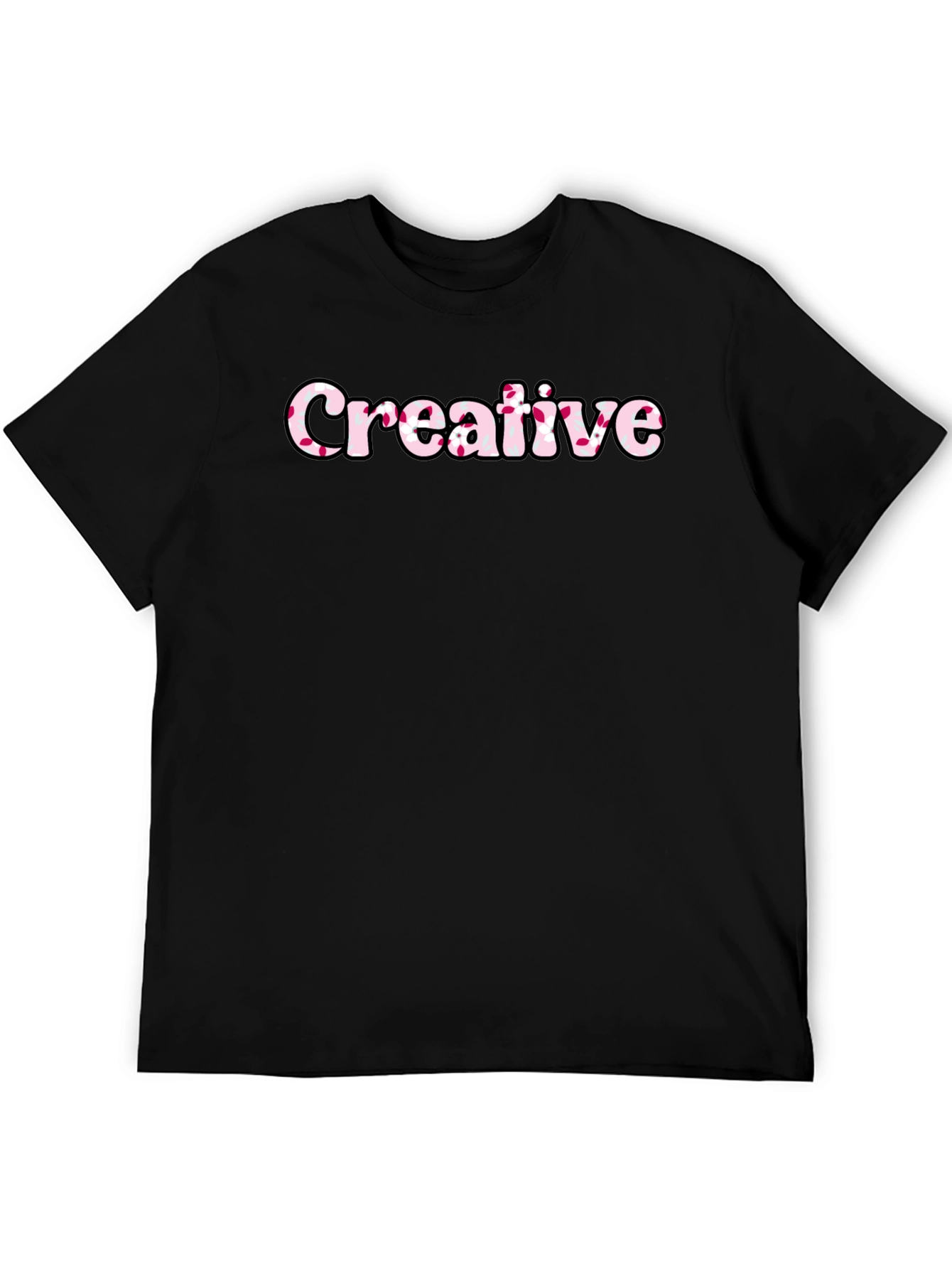 Black Creative Graphic Tee - Black Cotton Blend view 5