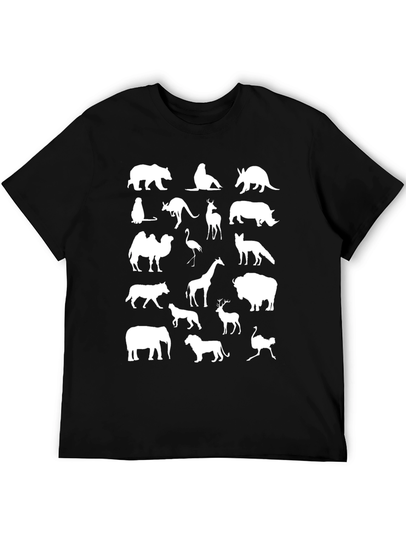 Black Animal Silhouettes Black T-Shirt view 5