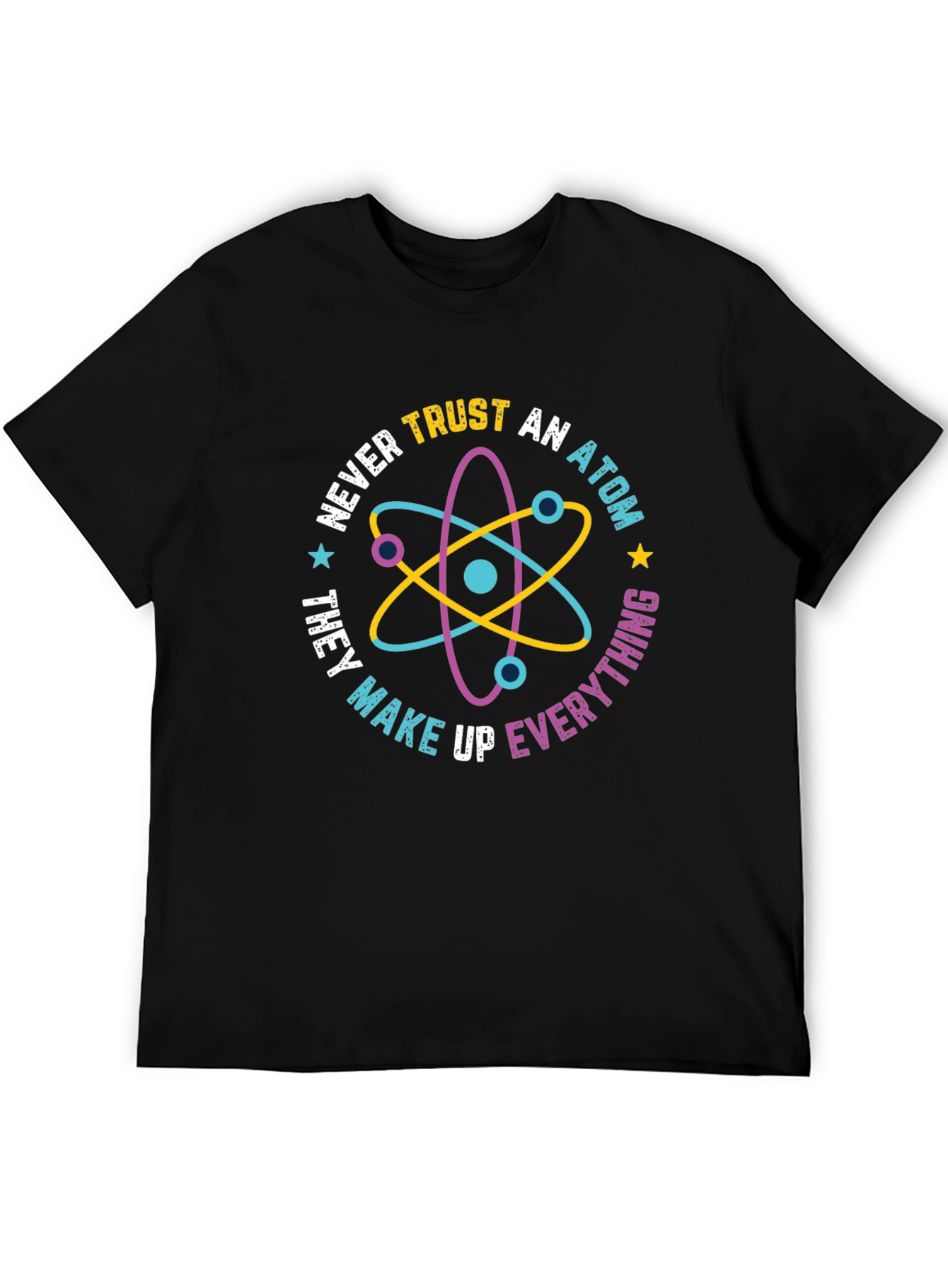 Black Trust No Atom Graphic Tee - Funny Science Shirt view 5