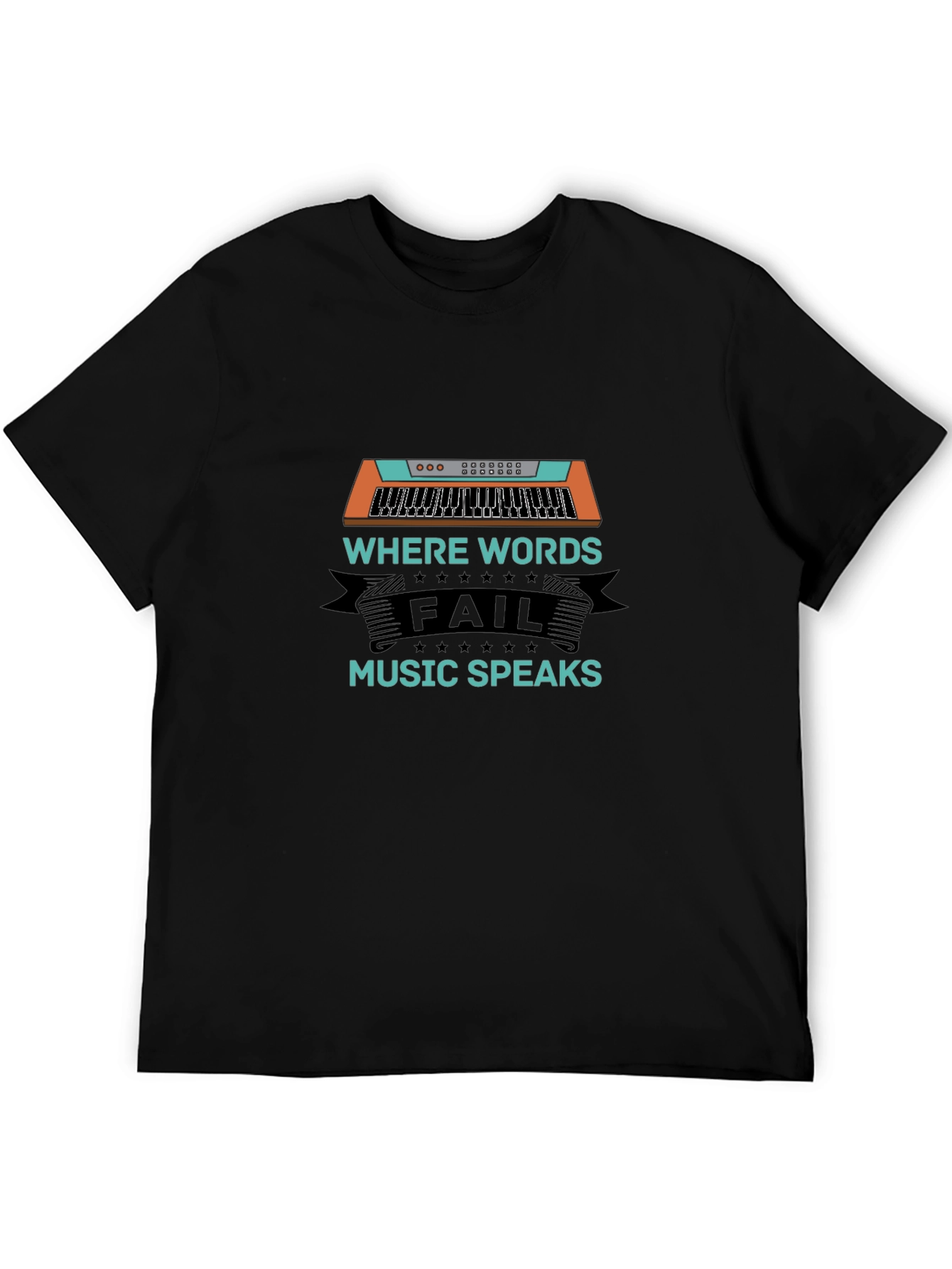 Black Music Speaks T-Shirt - Keyboard Design view 5