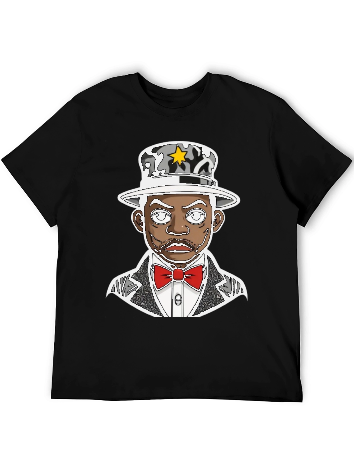 Black Dapper Cartoon Graphic Tee - Stylish Black T-Shirt view 5