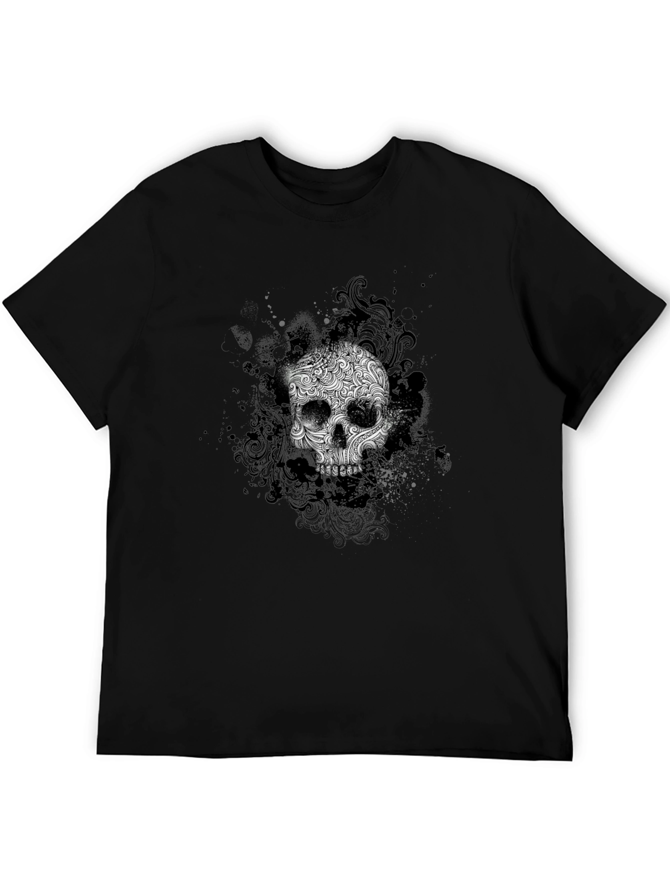 Black Skull Graphic Black T-Shirt - Artistic Design view 5