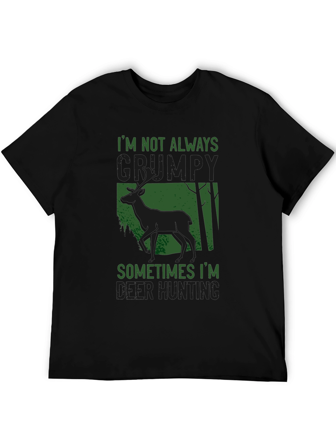 Black Grumpy Deer Hunting T-Shirt: Funny Graphic Tee view 5