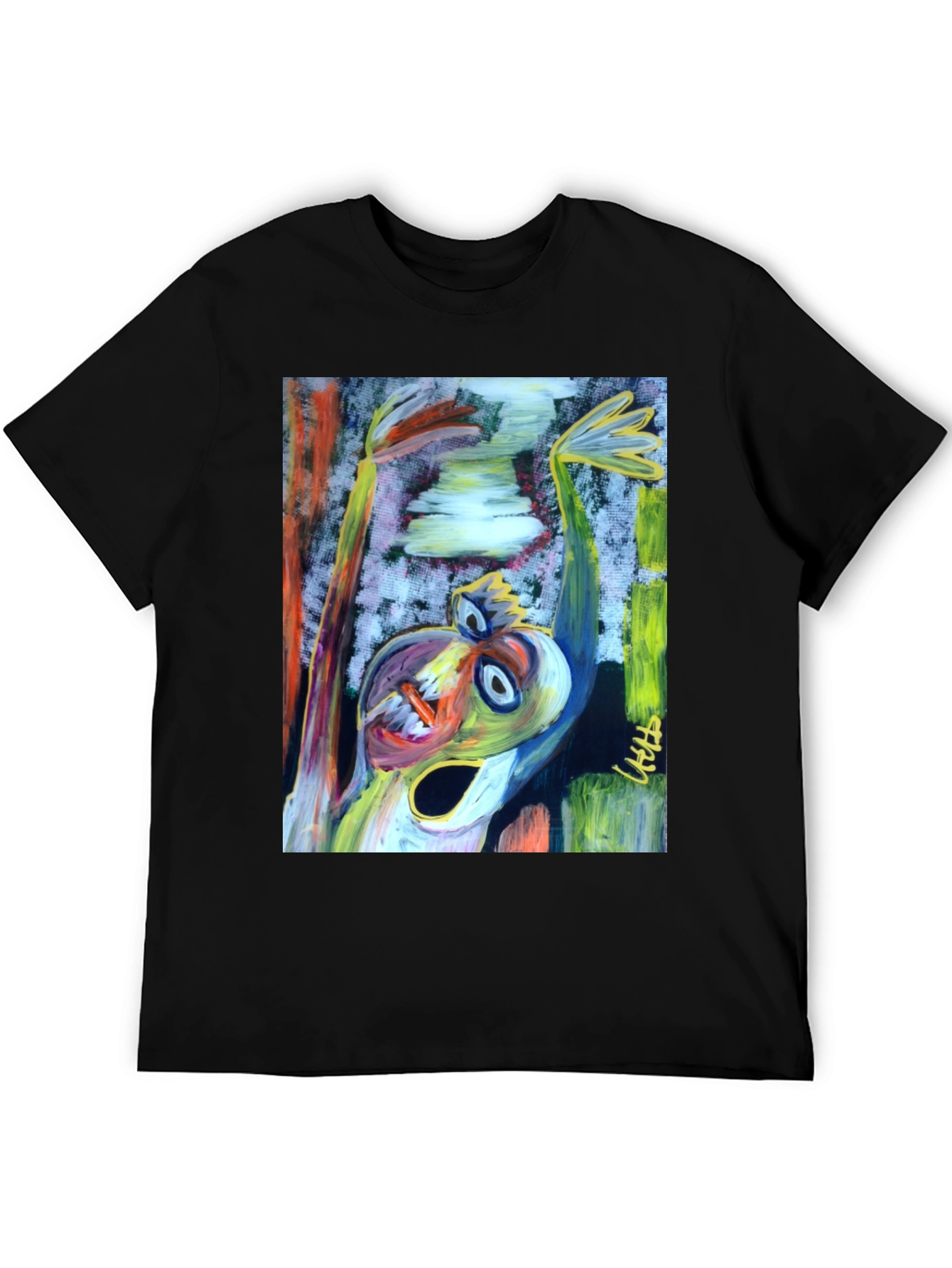 Black Abstract Art Graphic Print Black T-Shirt view 5