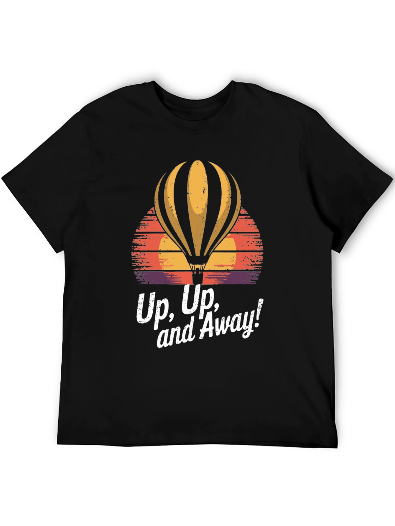 Black Up, Up, and Away! Graphic Tee - Hot Air Balloon Sunset view 5