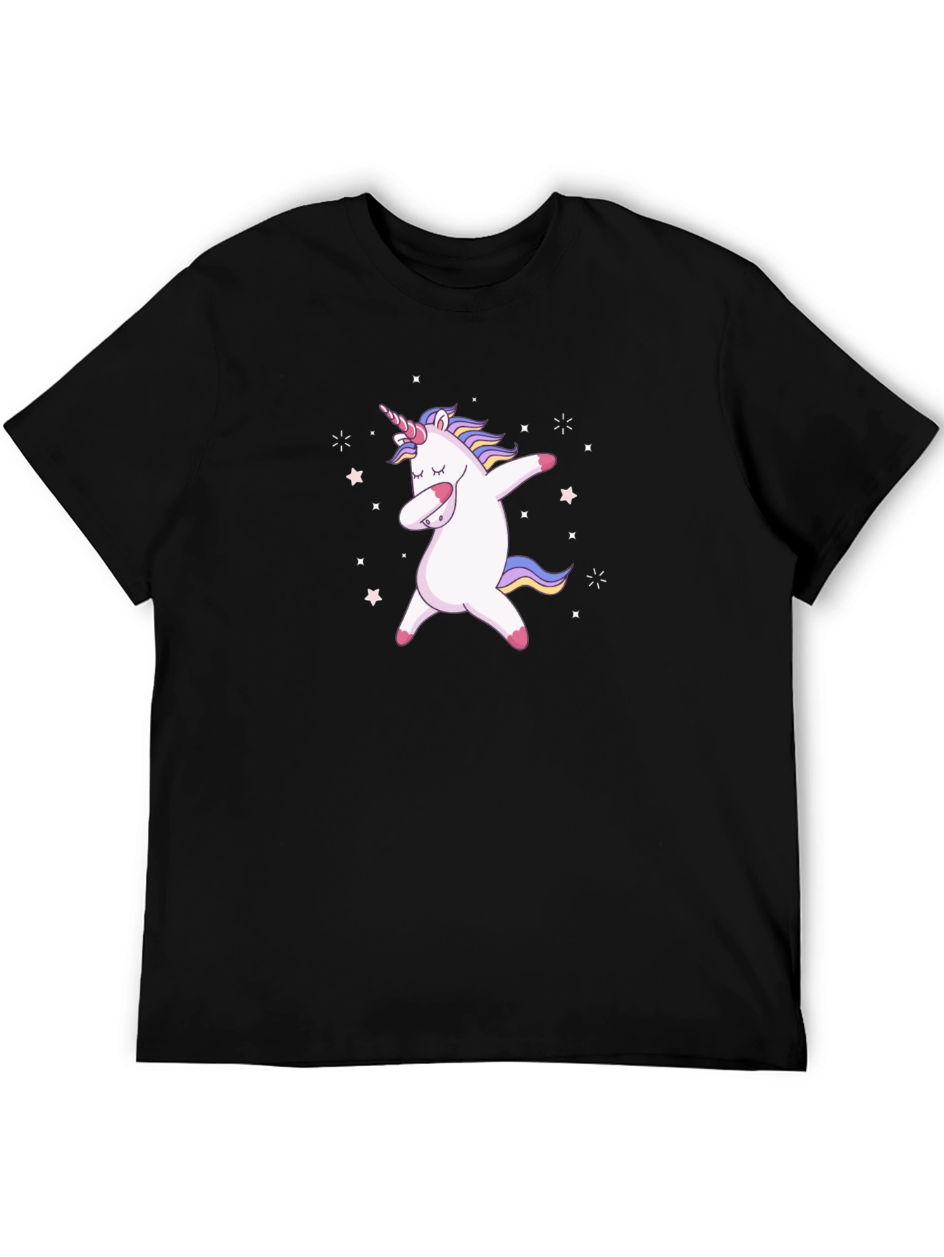 Black Dabbing Unicorn Graphic Tee - Men's Black T-Shirt view 5