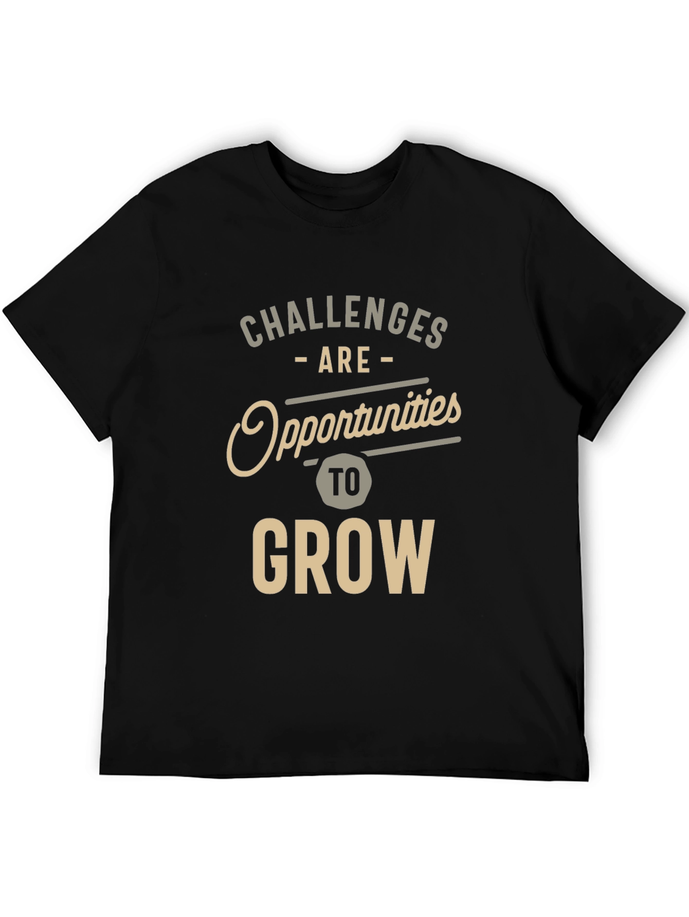 Black Motivational T-Shirt - Challenges are Opportunities to Grow view 5