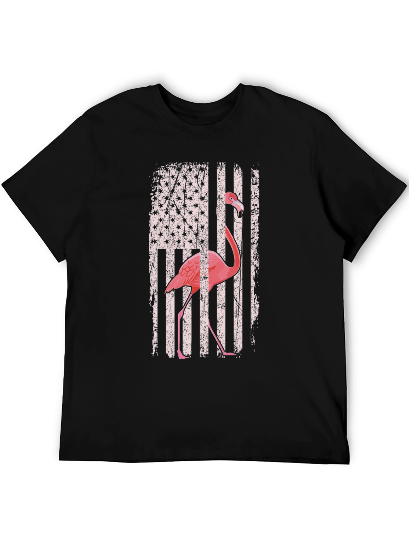 Black Flamingo American Flag Graphic Tee view 5