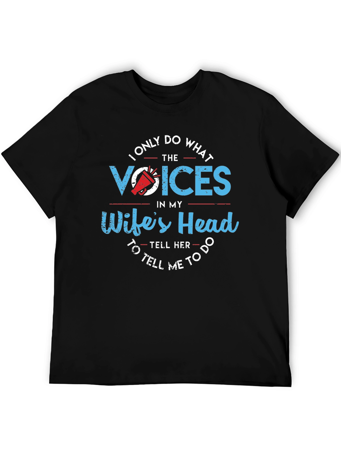 Black Humorous "Wife's Voices" Graphic T-Shirt view 5