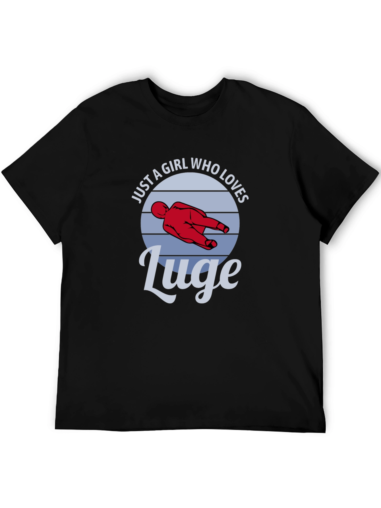 Black Just a Girl Who Loves Luge T-Shirt view 5