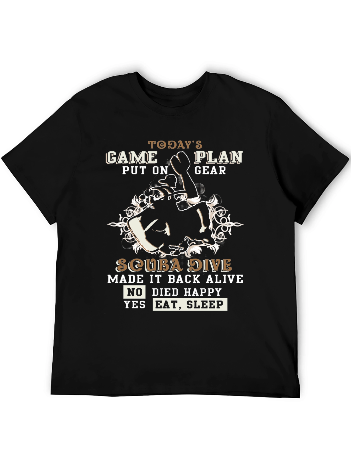 Black Scuba Diving T-Shirt - Today's Game Plan view 5