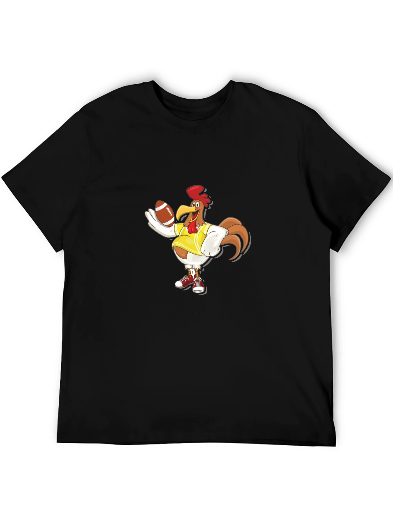 Black Rooster Football T-Shirt - Black view 5