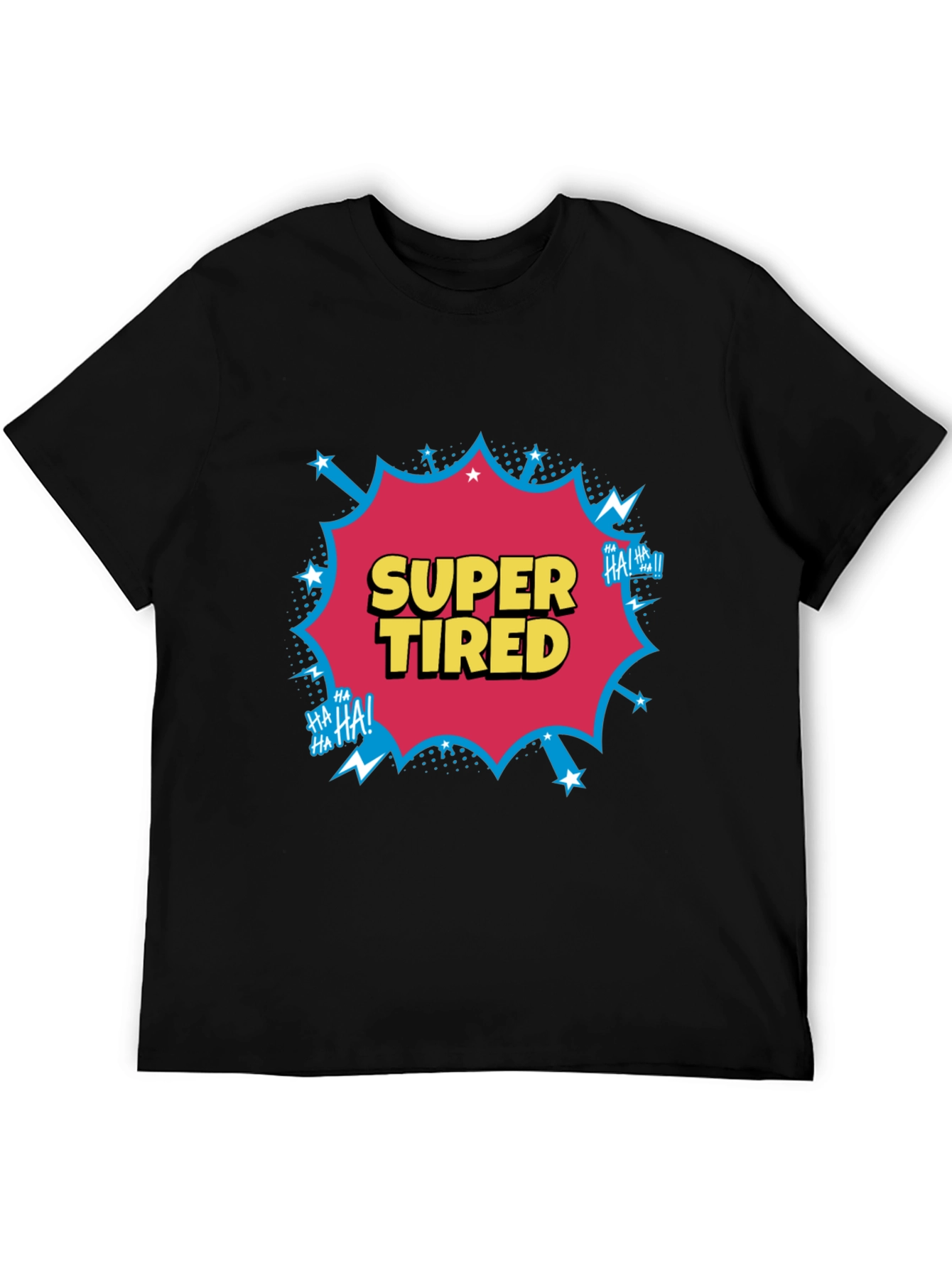 Black Super Tired Comic Graphic T-Shirt view 5