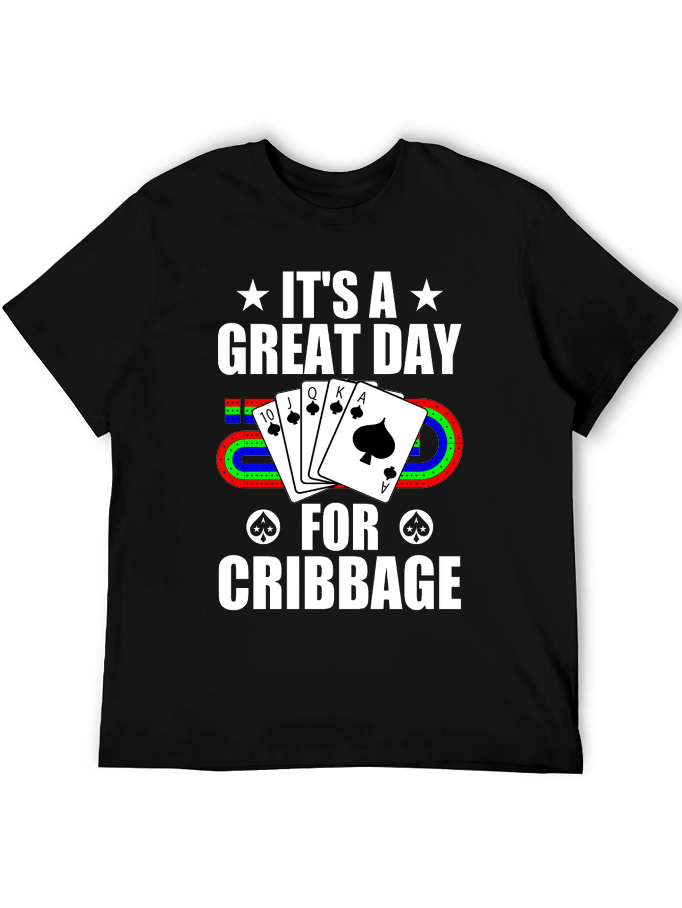 Black Cribbage Player T-Shirt - Great Day for Cribbage view 5