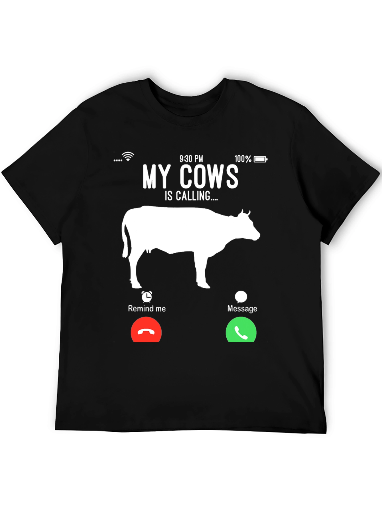 Black My Cows Is Calling T-Shirt - Farm Humor Tee view 5