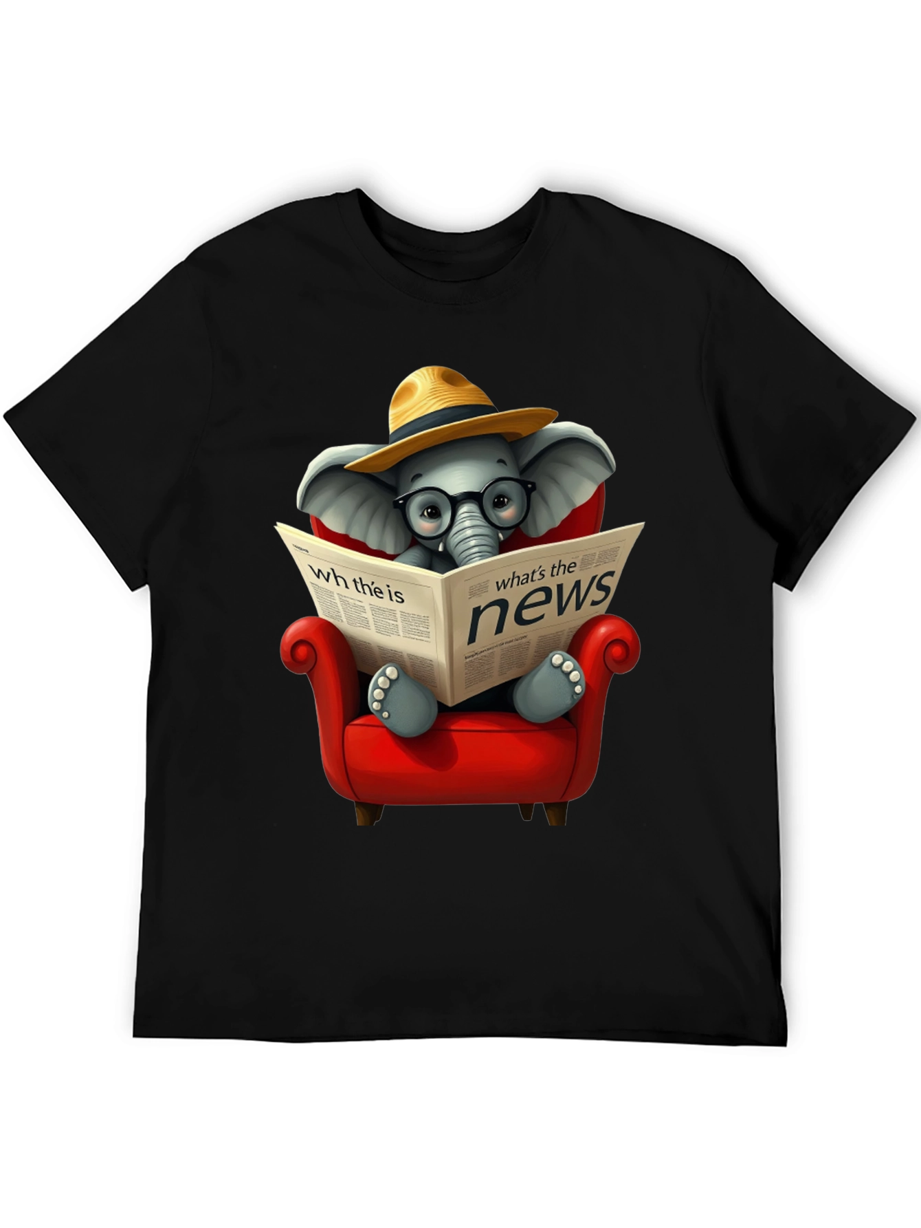 Black Elephant Reading News T-Shirt view 5