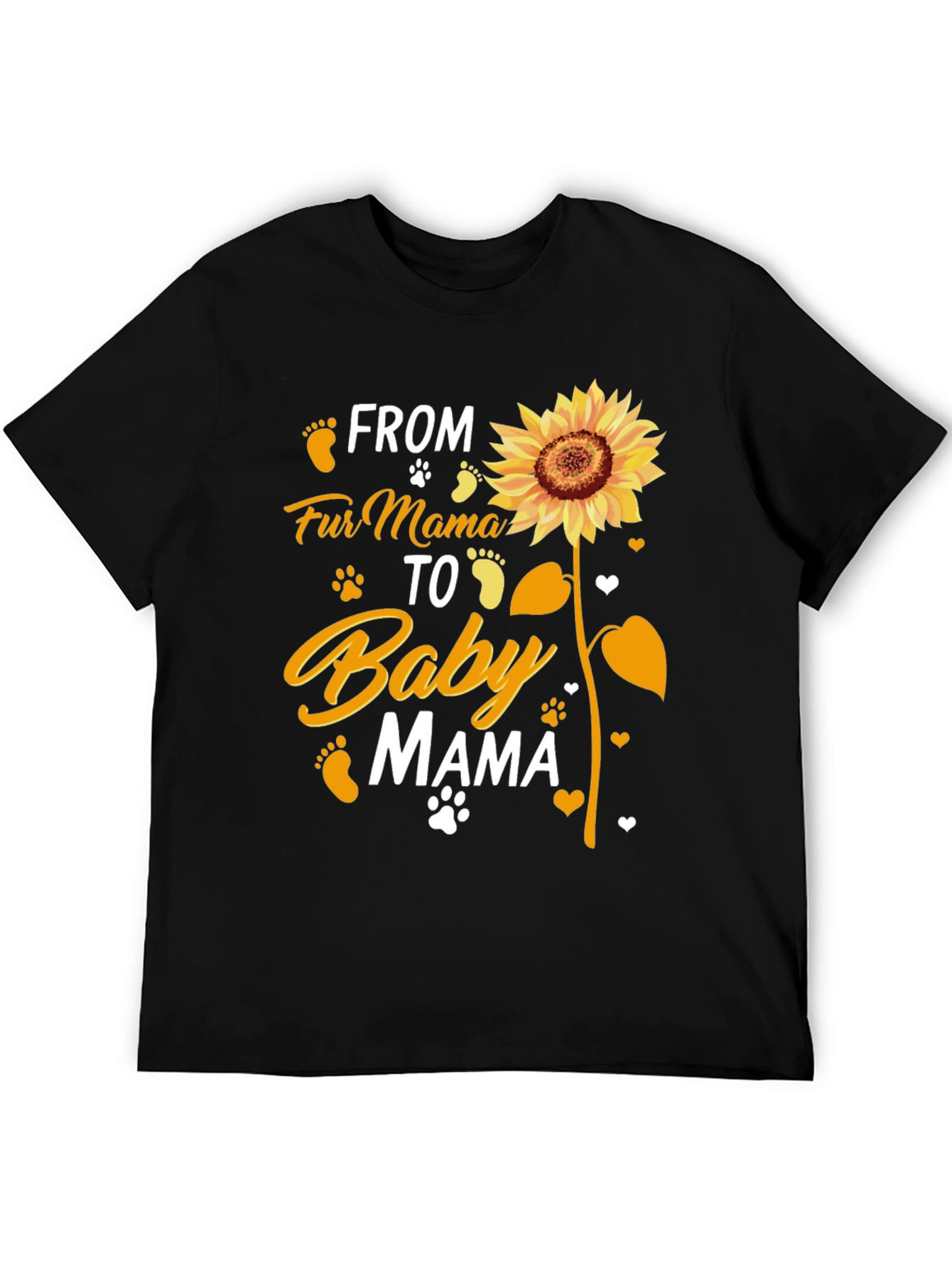 Black Fur Mama to Baby Mama Sunflower Graphic T-Shirt view 5