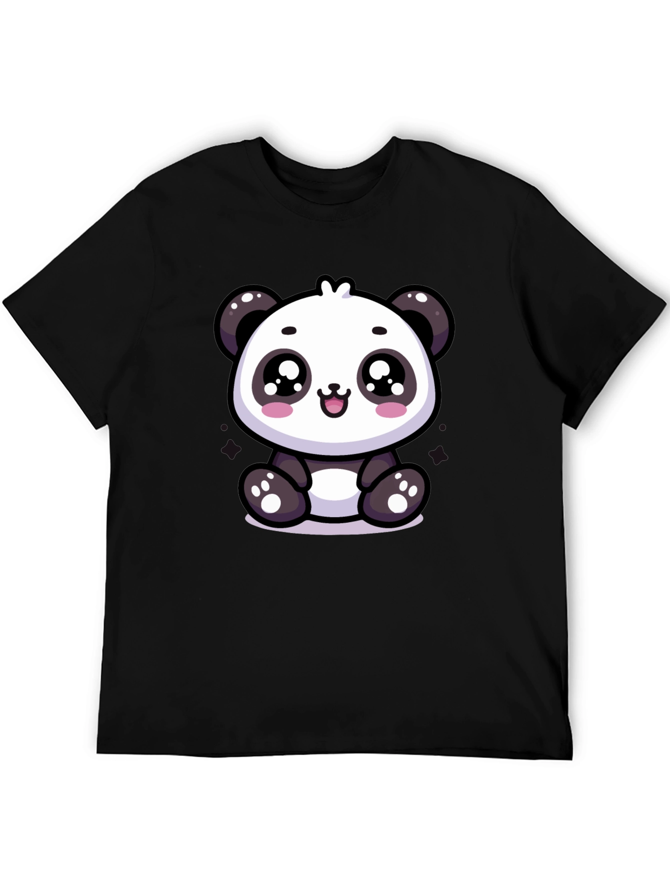 Black Cute Panda Graphic Tee - Soft Cotton Blend view 5