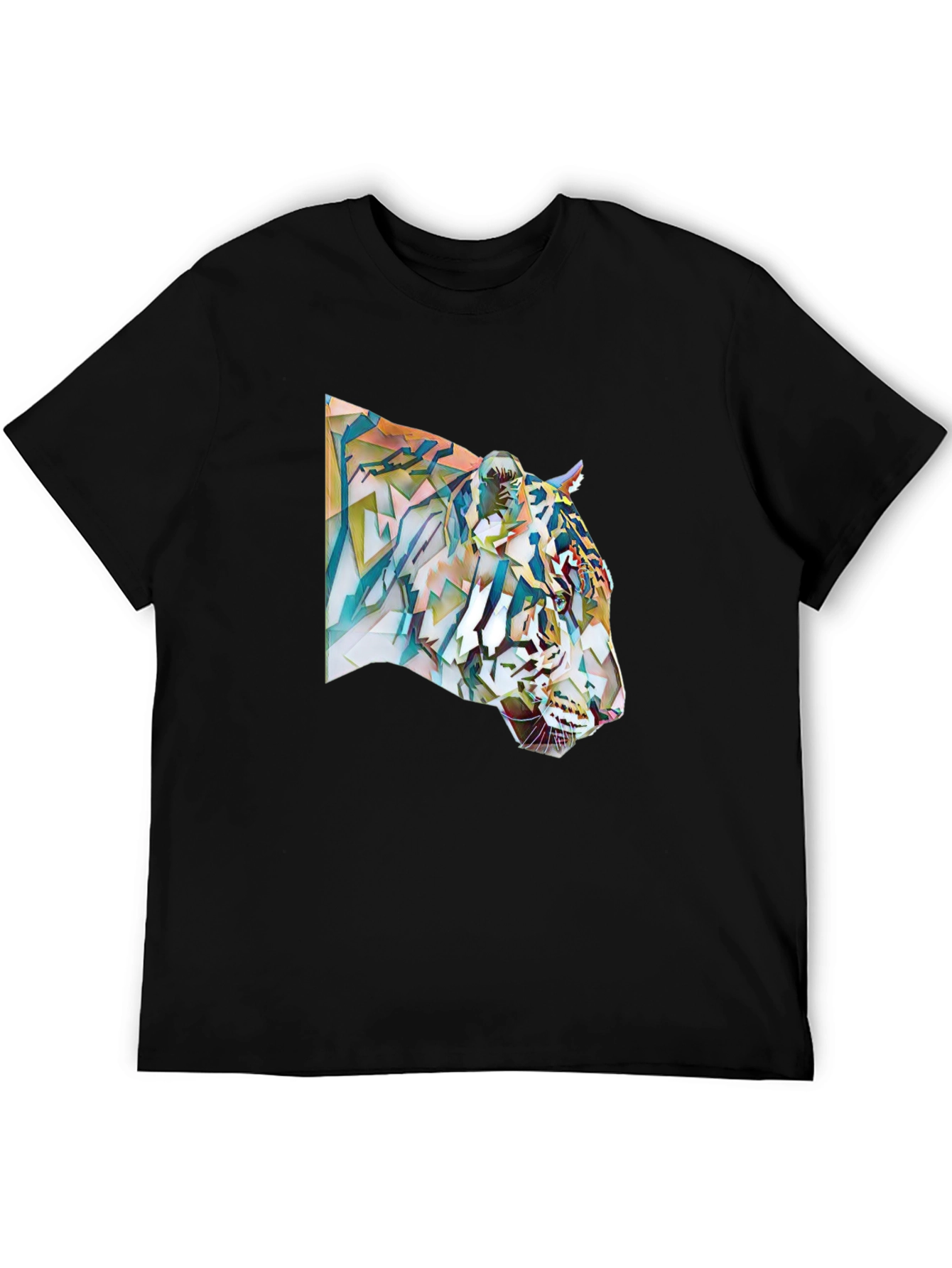 Black Abstract Tiger Graphic Tee - Cool Men's T-Shirt view 5