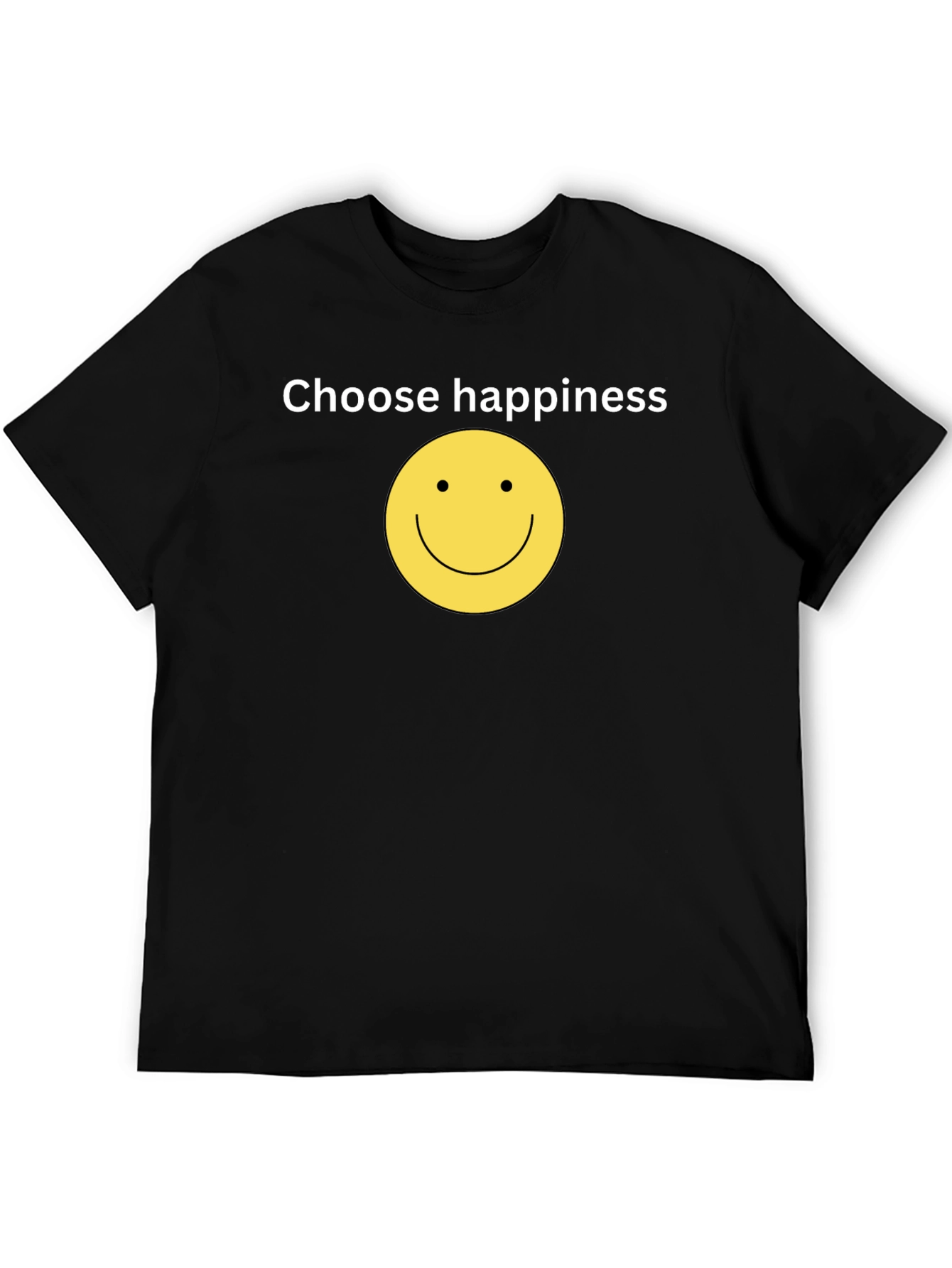 Black Choose Happiness Black T-Shirt - Smiley Face Design view 5