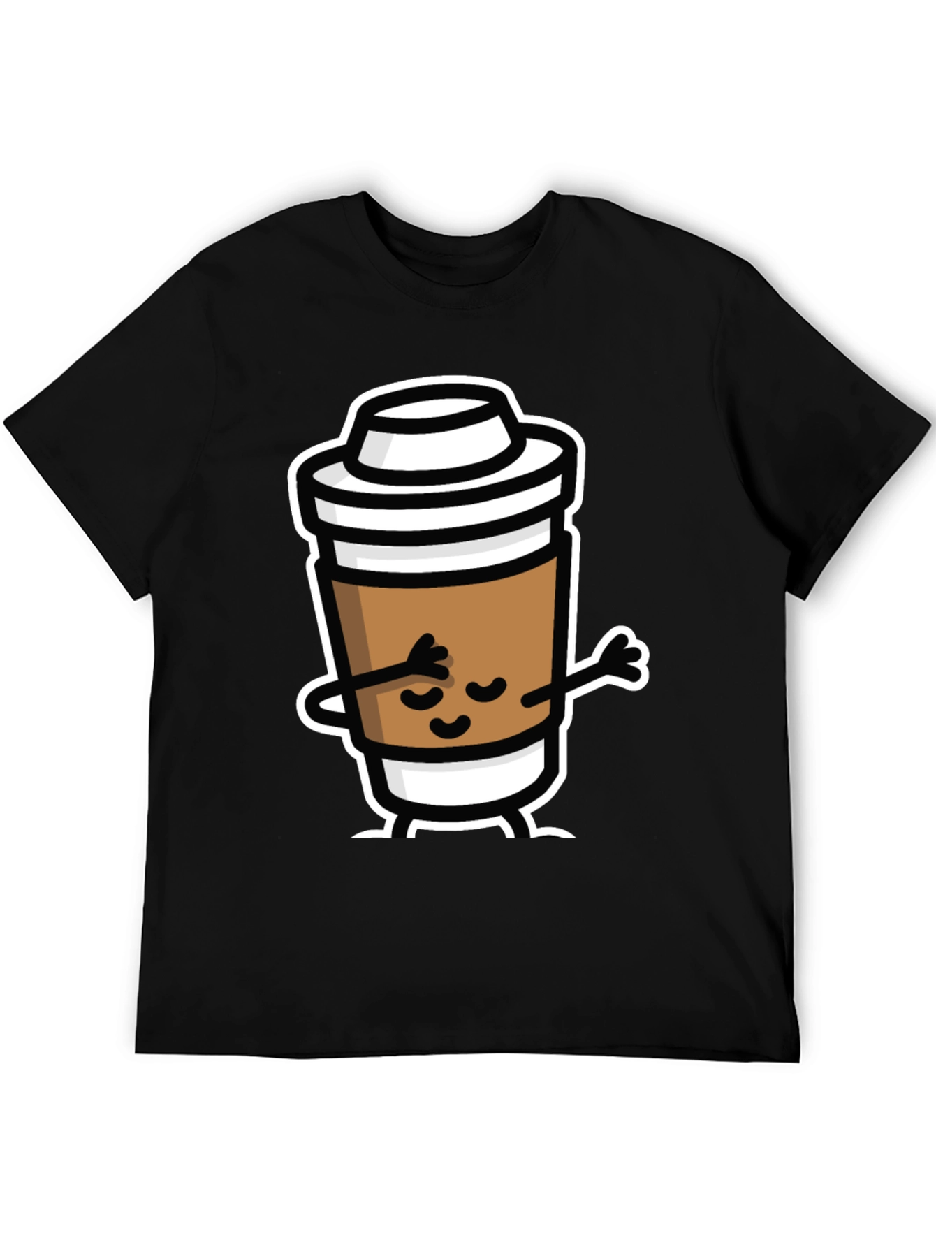 Black Dabbing Coffee Cup Black T-Shirt view 5