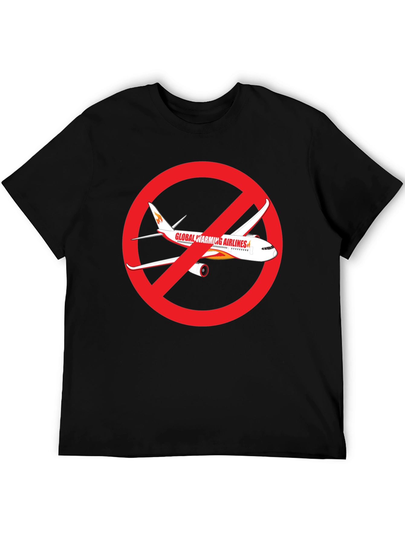 Black No Fly Zone T-Shirt Global Warming Airlines Black Graphic Tee view 5