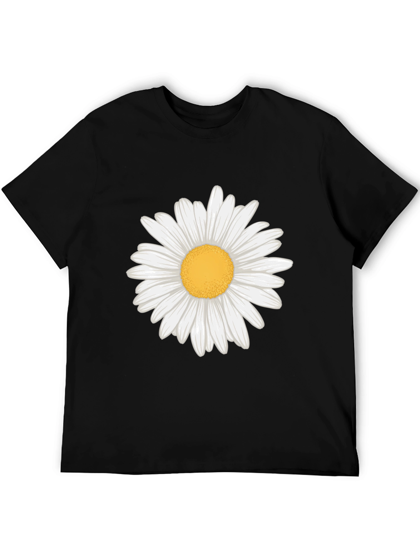Black Daisy Graphic Tee - Black Cotton Casual view 5
