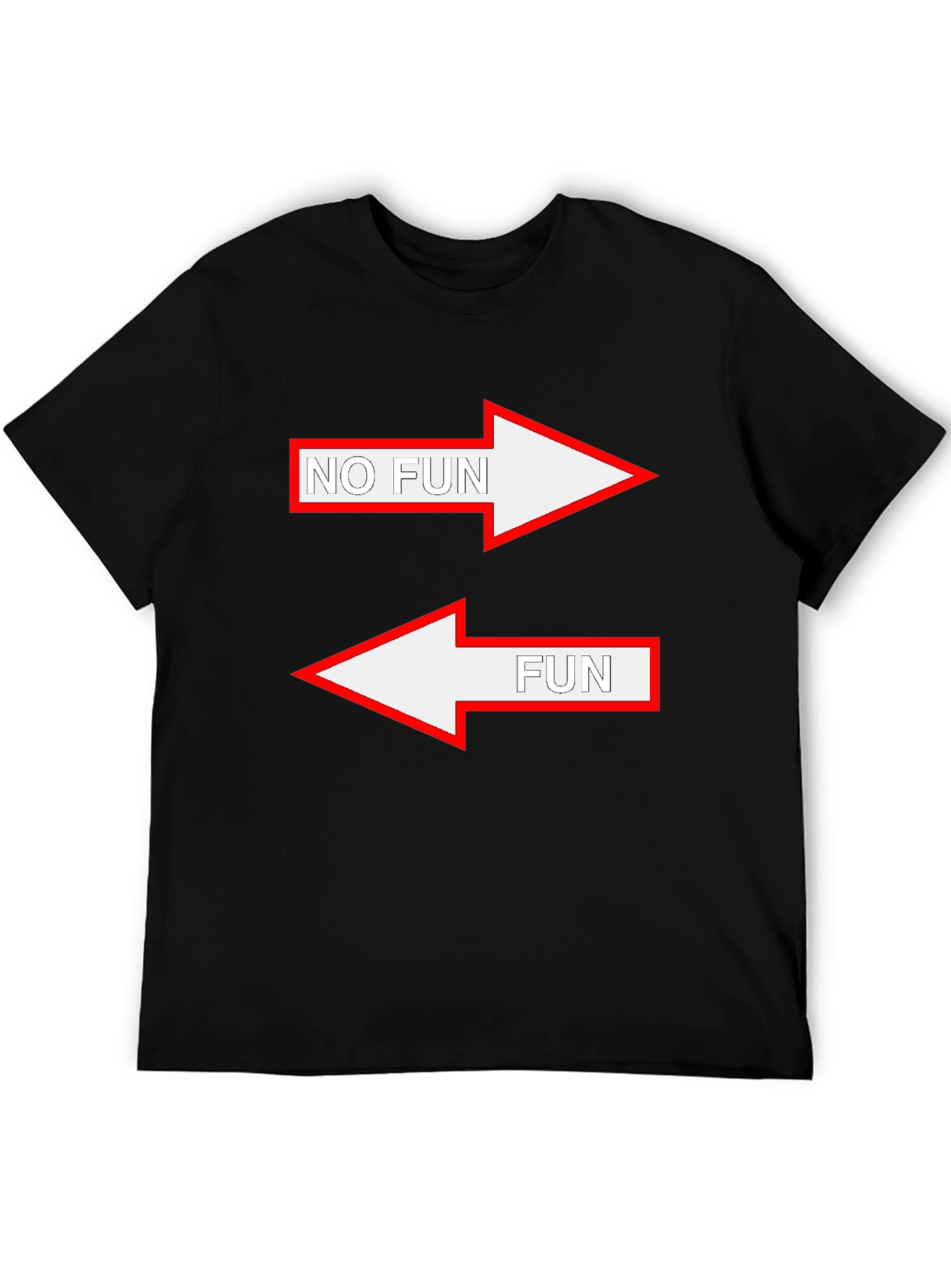 Black Humorous "No Fun/Fun" Arrow Graphic Tee view 5