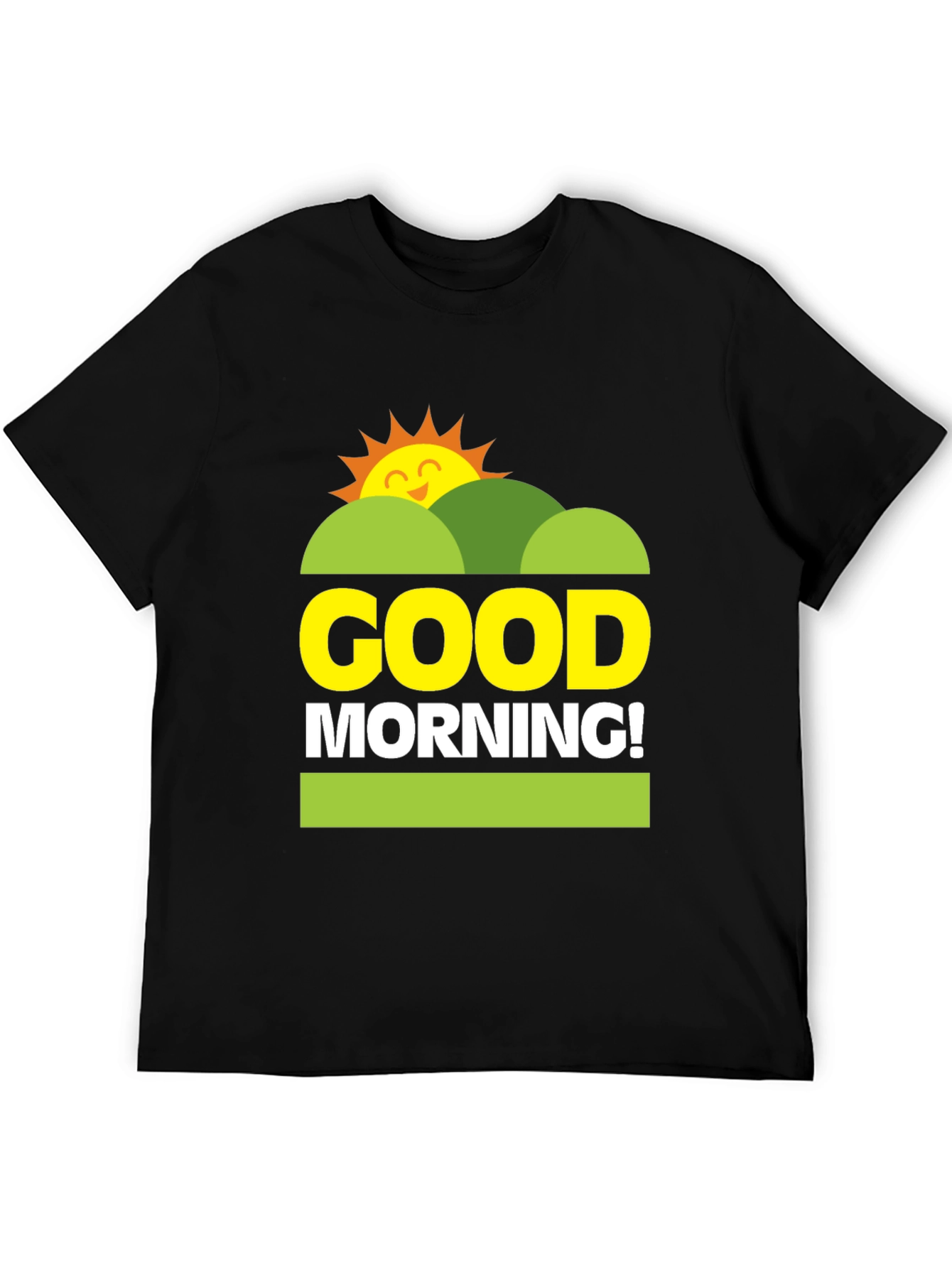 Black Good Morning Graphic Tee - Unisex Black T-Shirt view 5