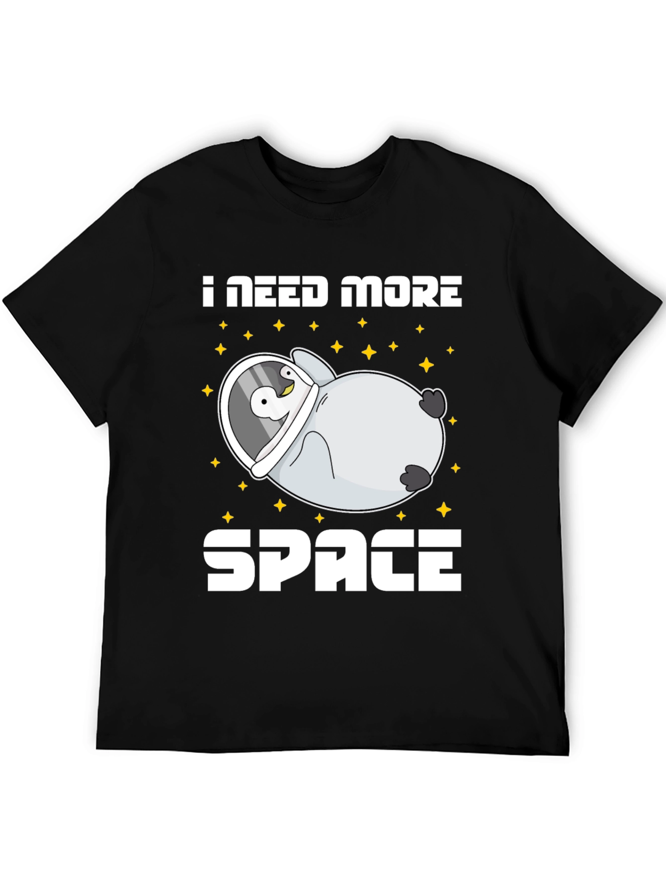 Black I Need More Space Penguin Astronaut T-Shirt view 5