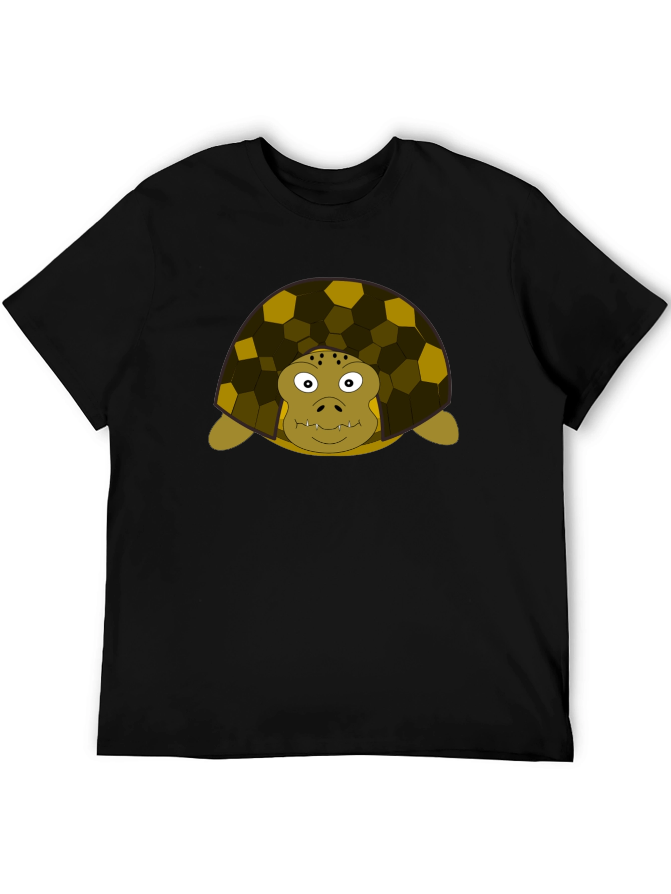 Black Cartoon Turtle Graphic Tee - Unisex Crew Neck T-Shirt view 5