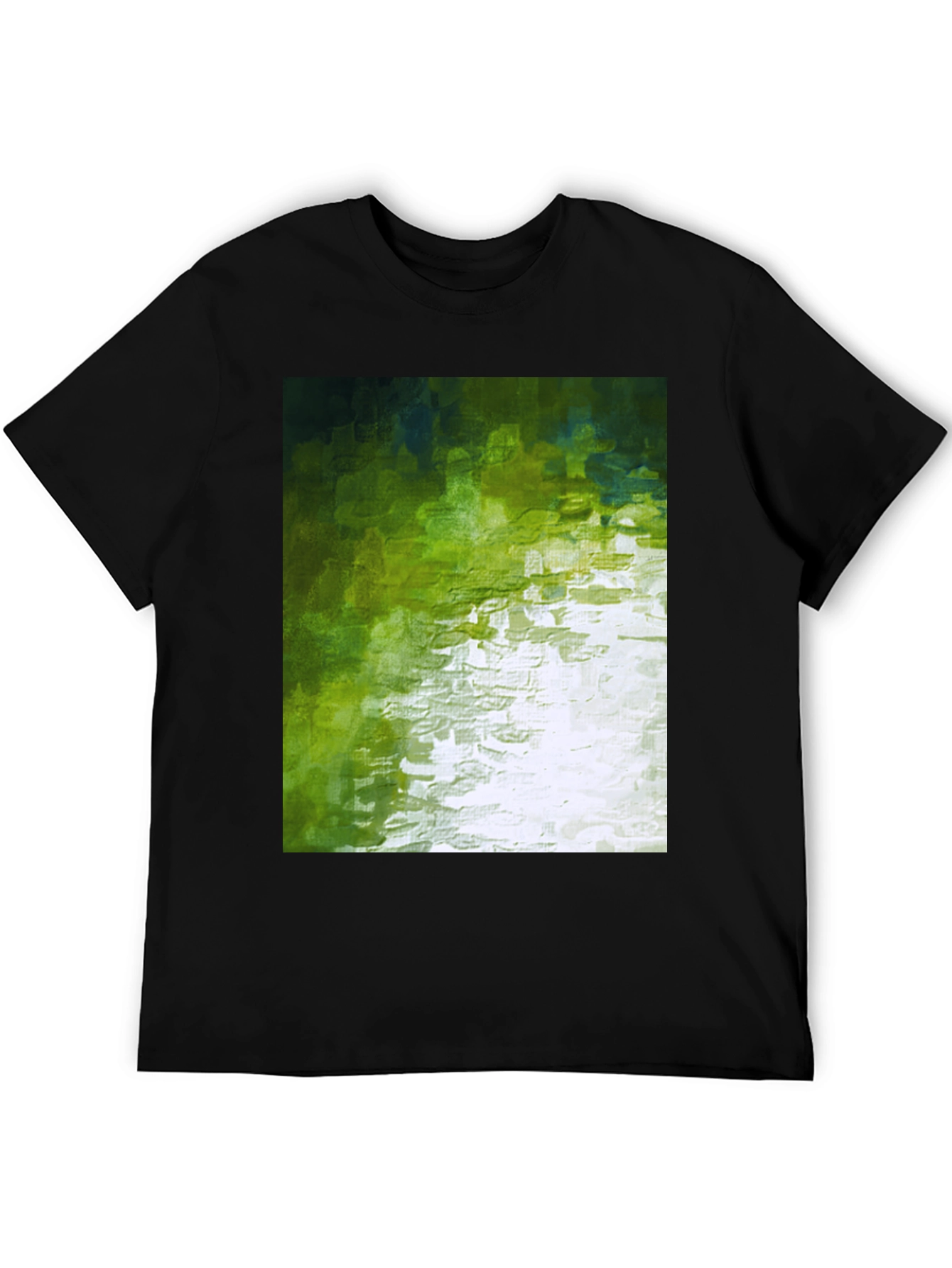 Black Abstract Green Graphic Print Crewneck T-Shirt view 5