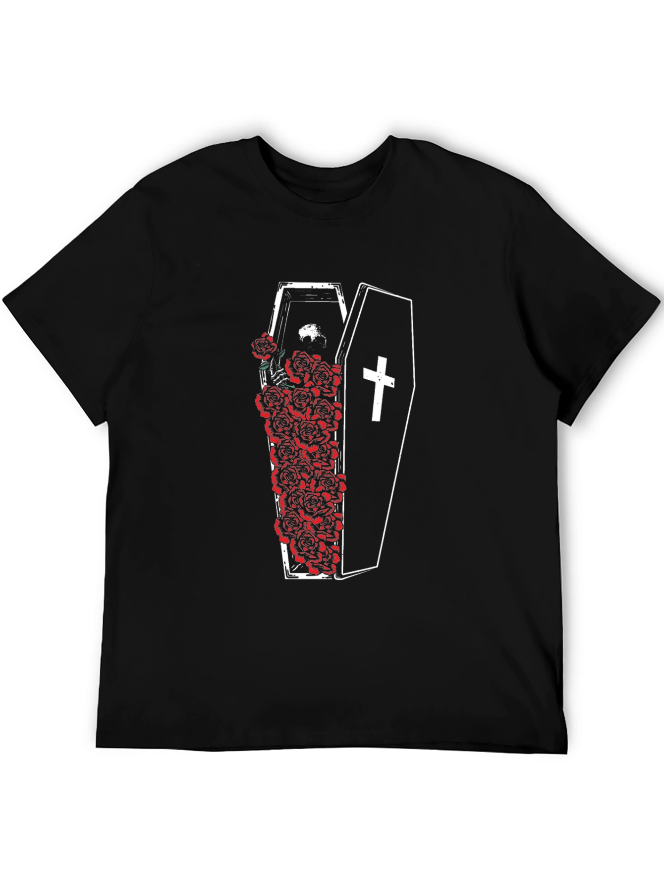 Black Coffin & Roses Graphic Tee - Unisex Black T-Shirt view 5