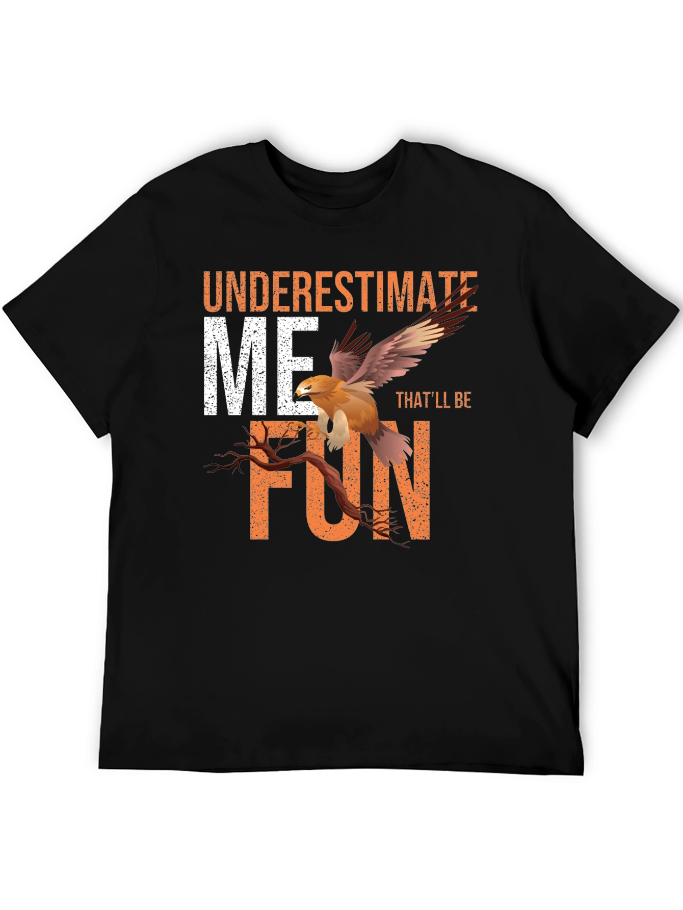 Black Underestimate Me T-Shirt with Eagle Design view 5