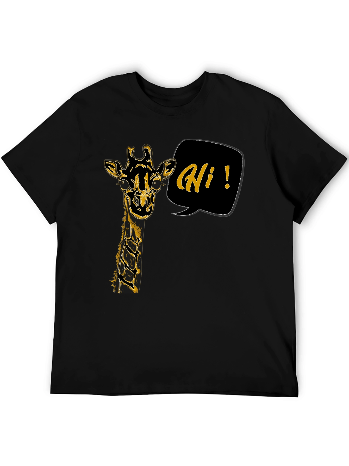 Black Giraffe Hi Graphic Tee - Black Unisex T-Shirt view 5