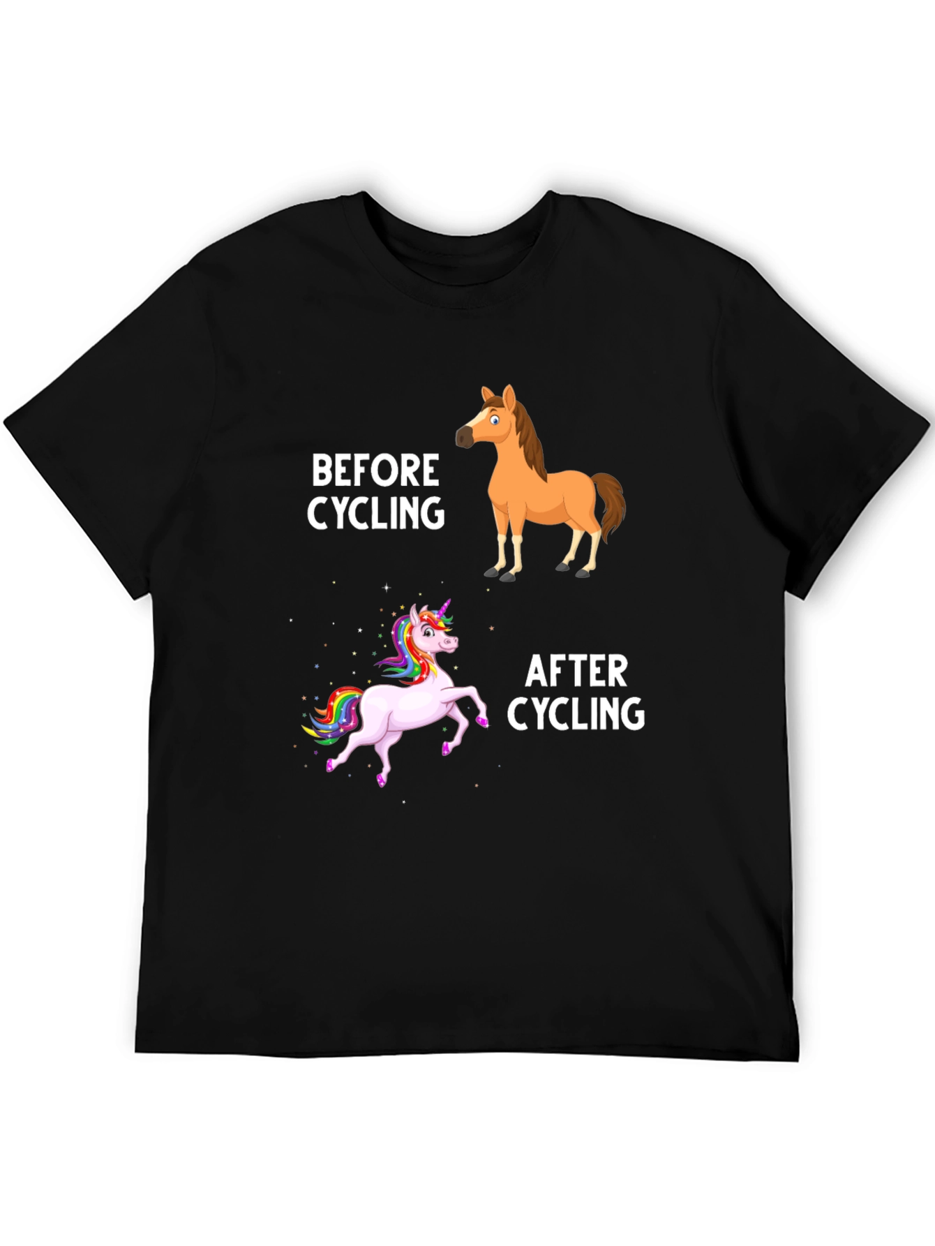 Black Cycling Horse/Unicorn T-Shirt view 5