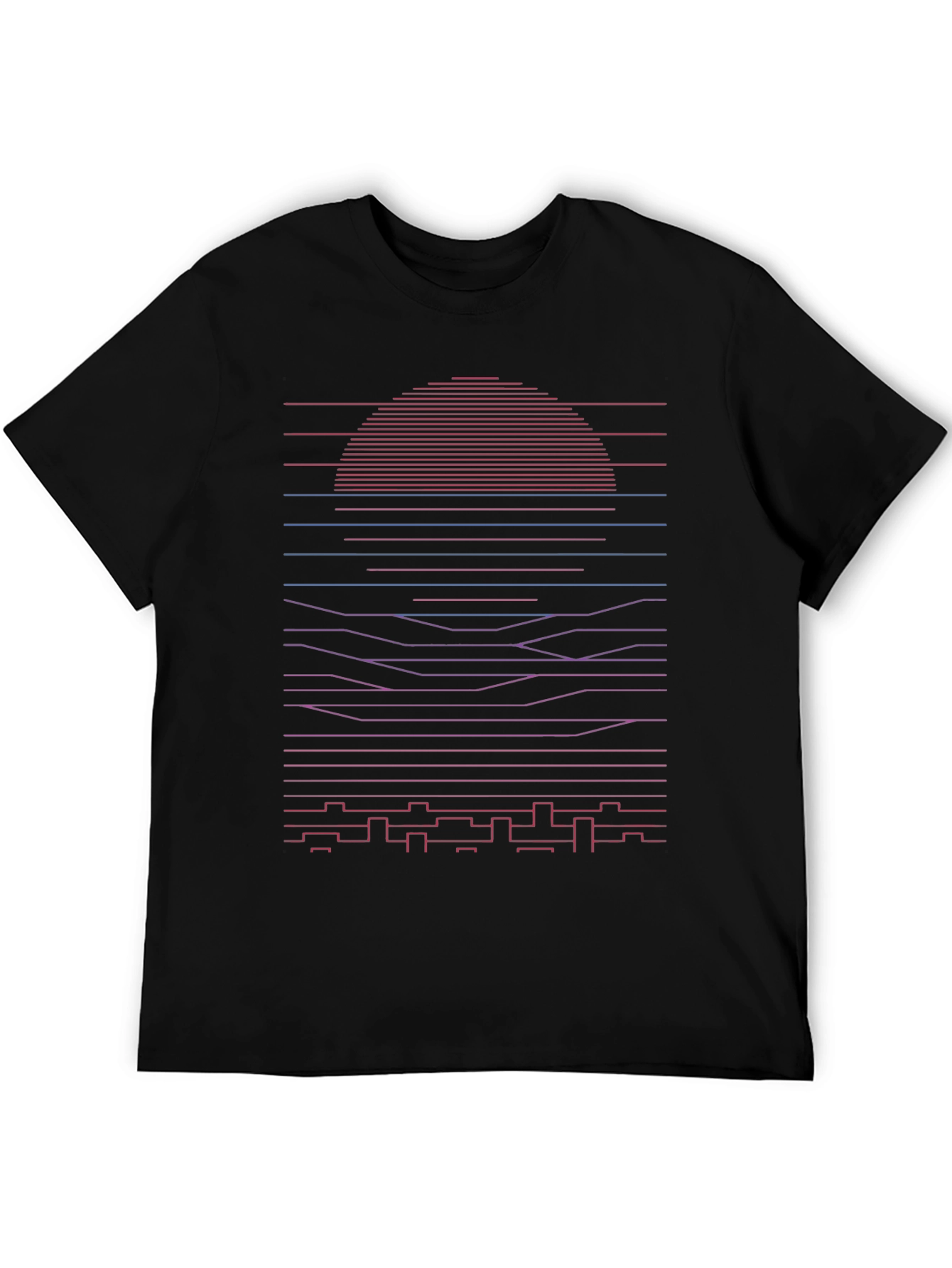 Black Retro Sunset T-Shirt - Synthwave Graphic Tee view 5