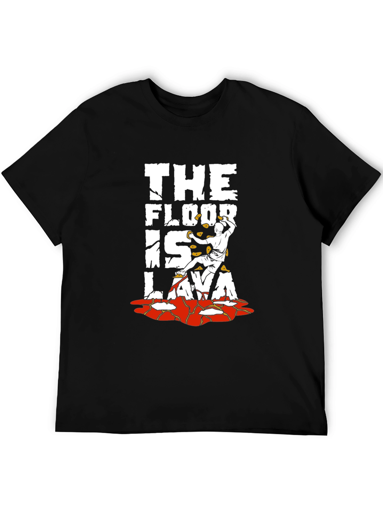 Black The Floor is Lava Graphic Tee - Rock Climbing Design view 5