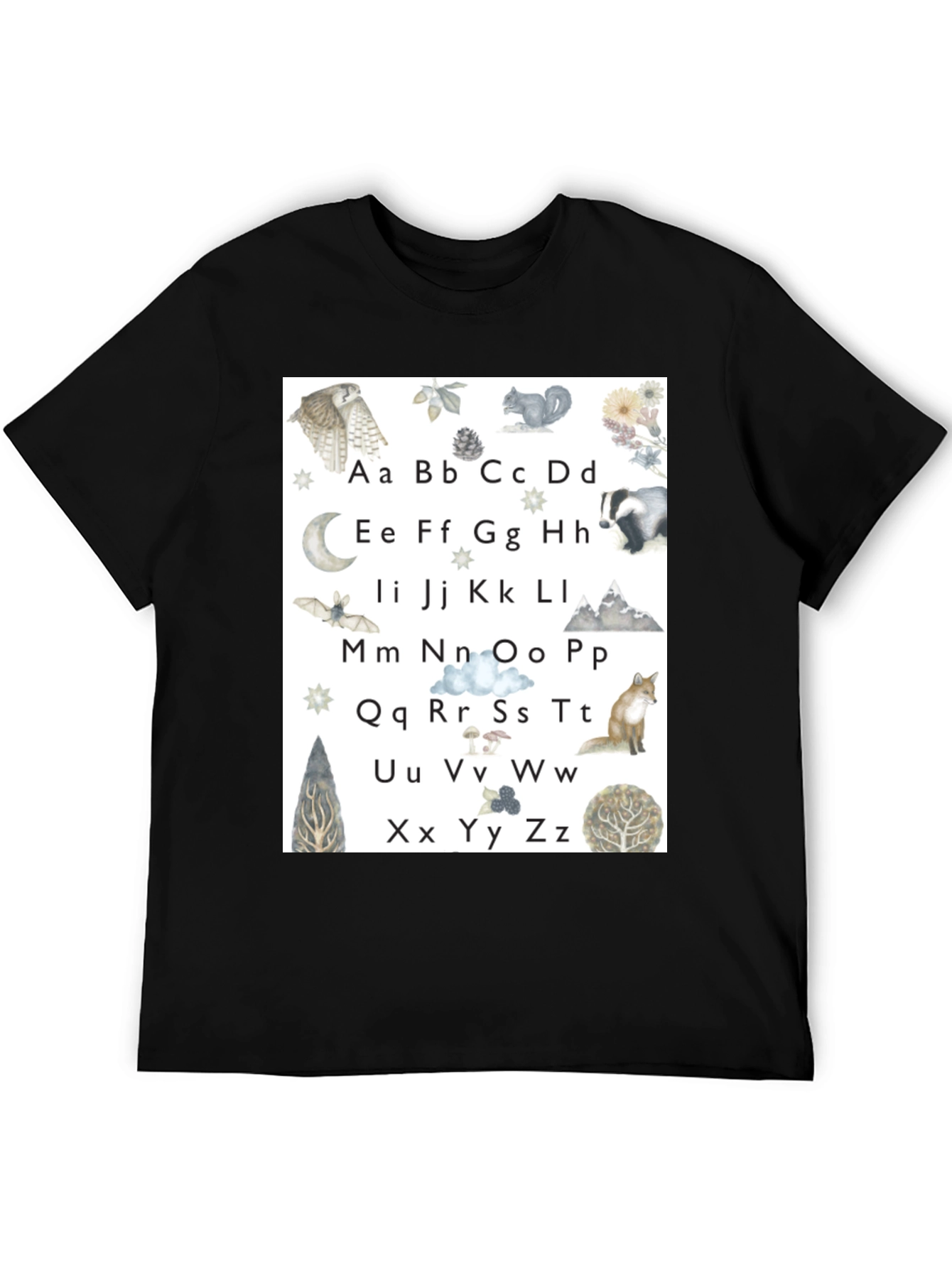Black Alphabet Animal Black T-Shirt view 5
