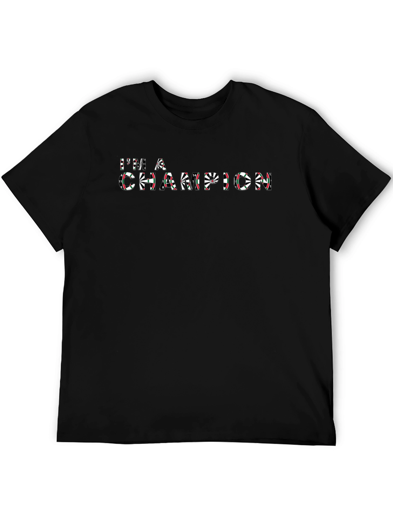 Black I'm a Champion Dartboard T-Shirt - Black Cotton Tee view 5