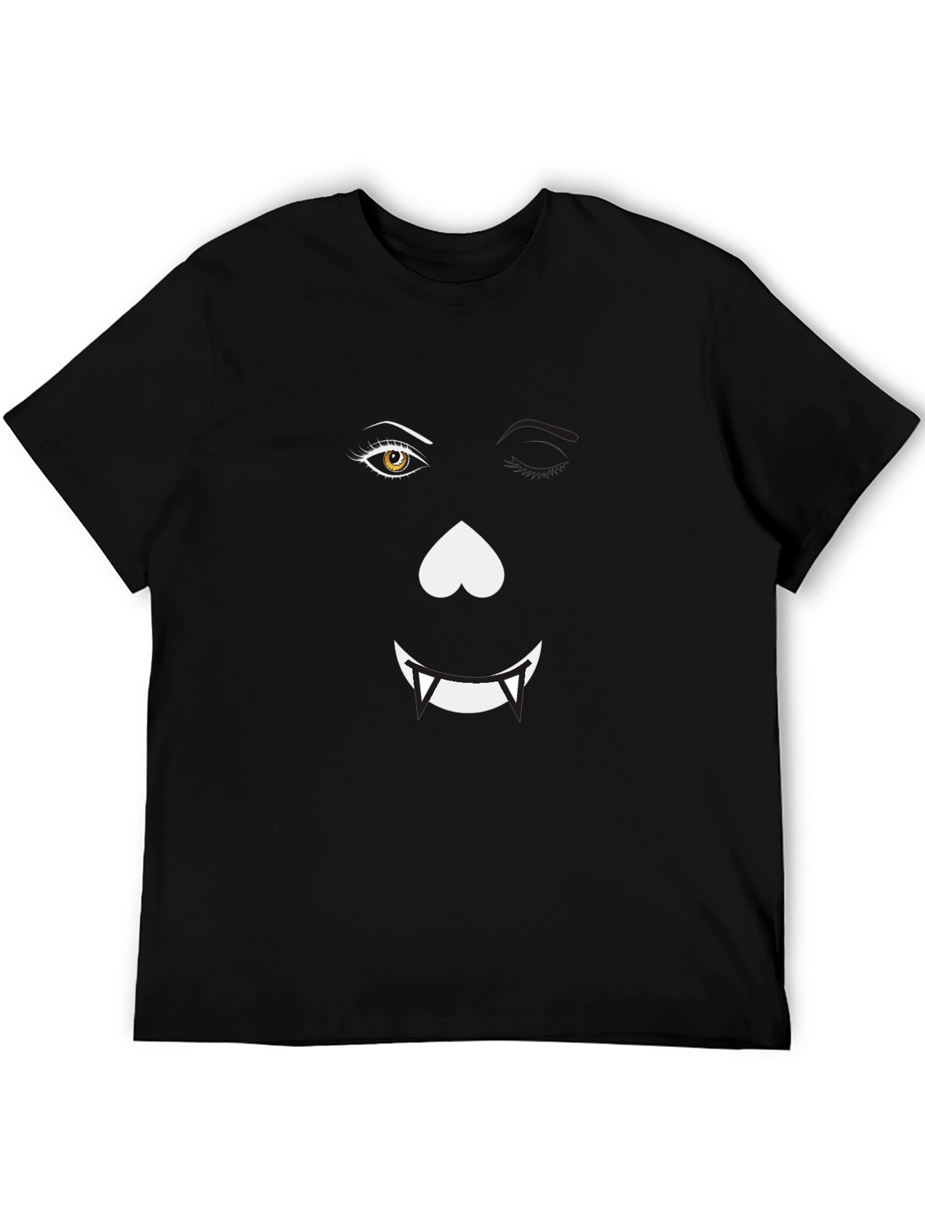 Black Funny Vampire Face Graphic Black T-Shirt view 5