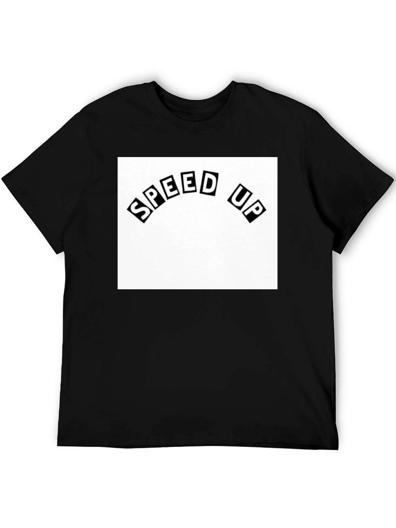 Black Speed Up Graphic Tee - Black Cotton T-Shirt view 5