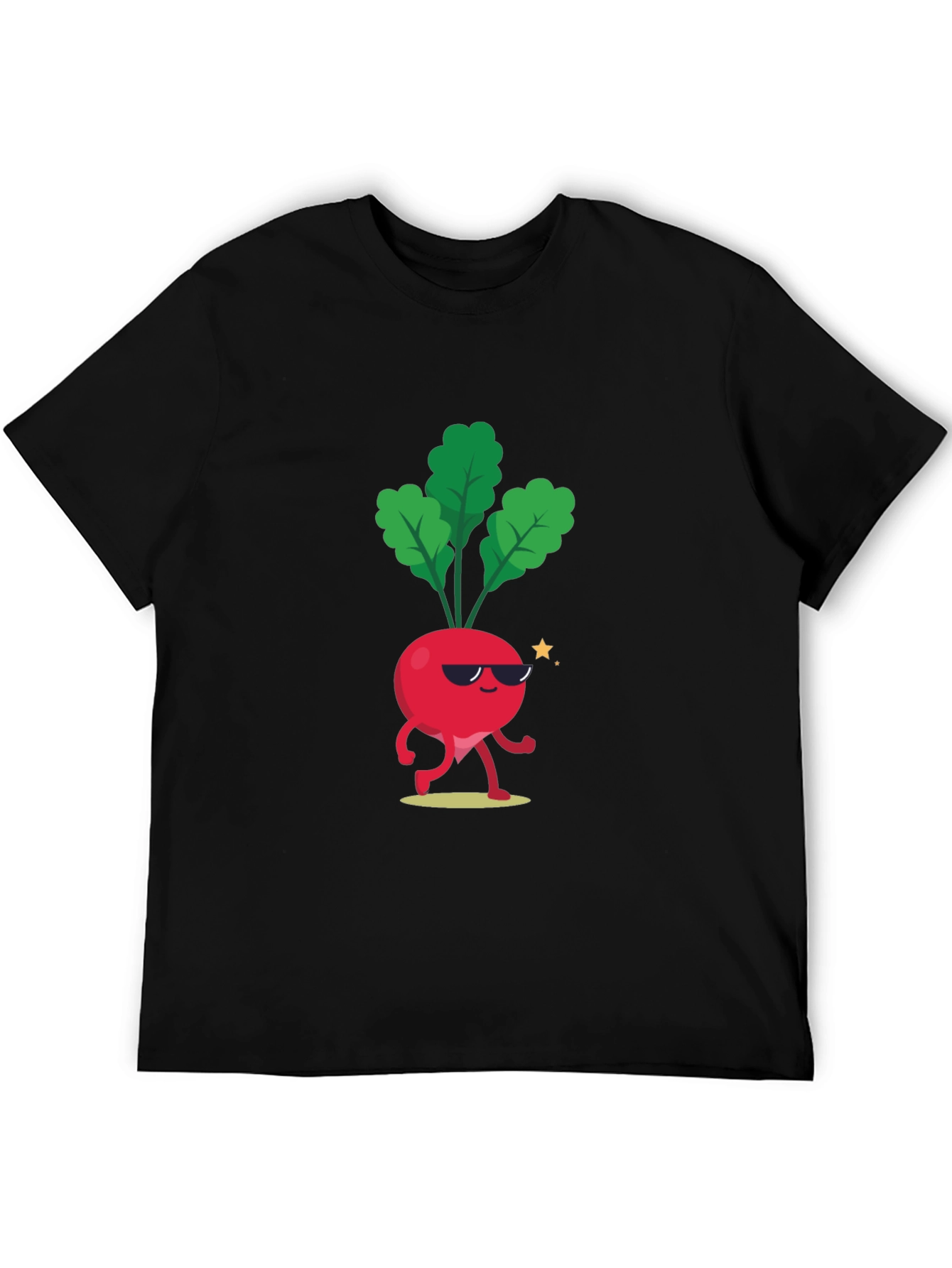 Black Cool Beet T-Shirt - Funny Cartoon Vegetable Tee view 5