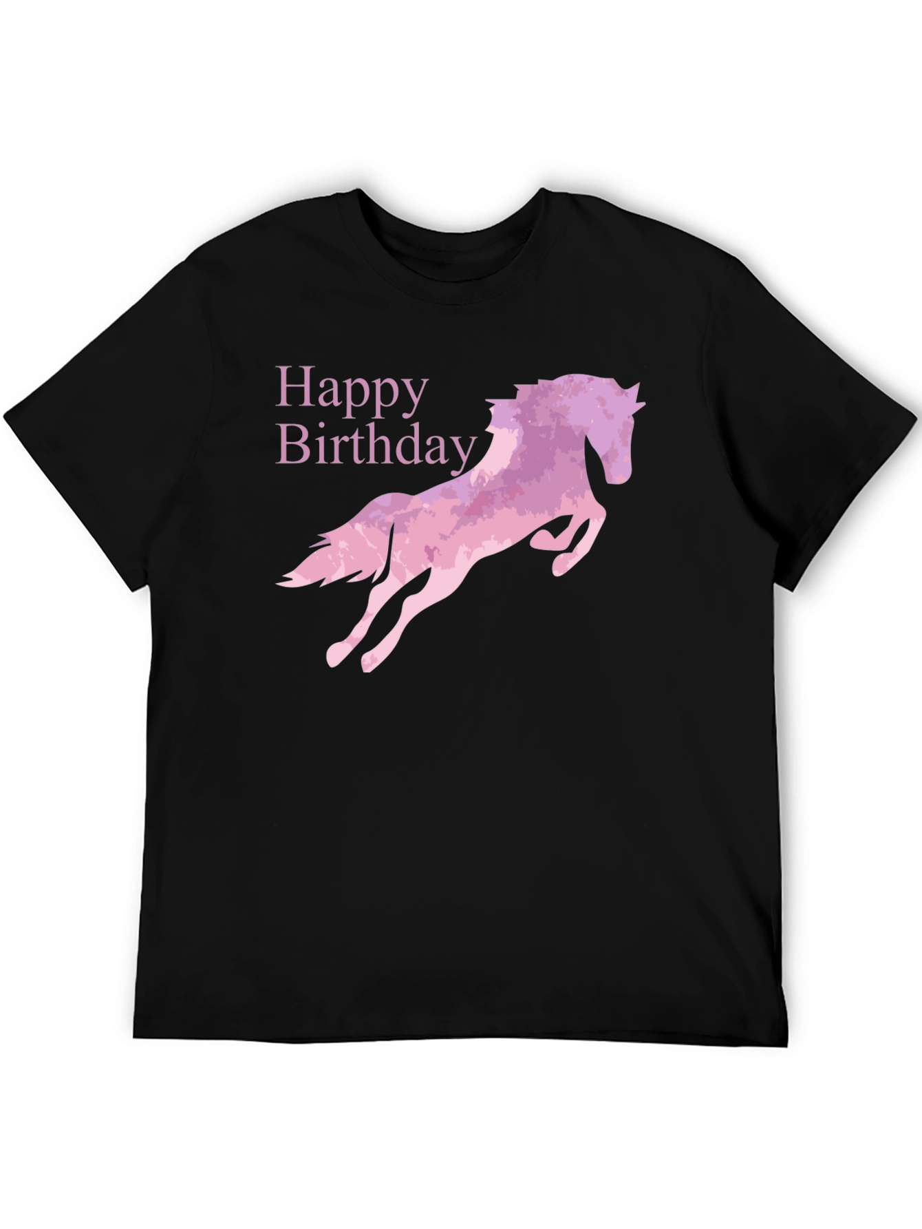Black Happy Birthday Horse Graphic T-Shirt - Black view 5