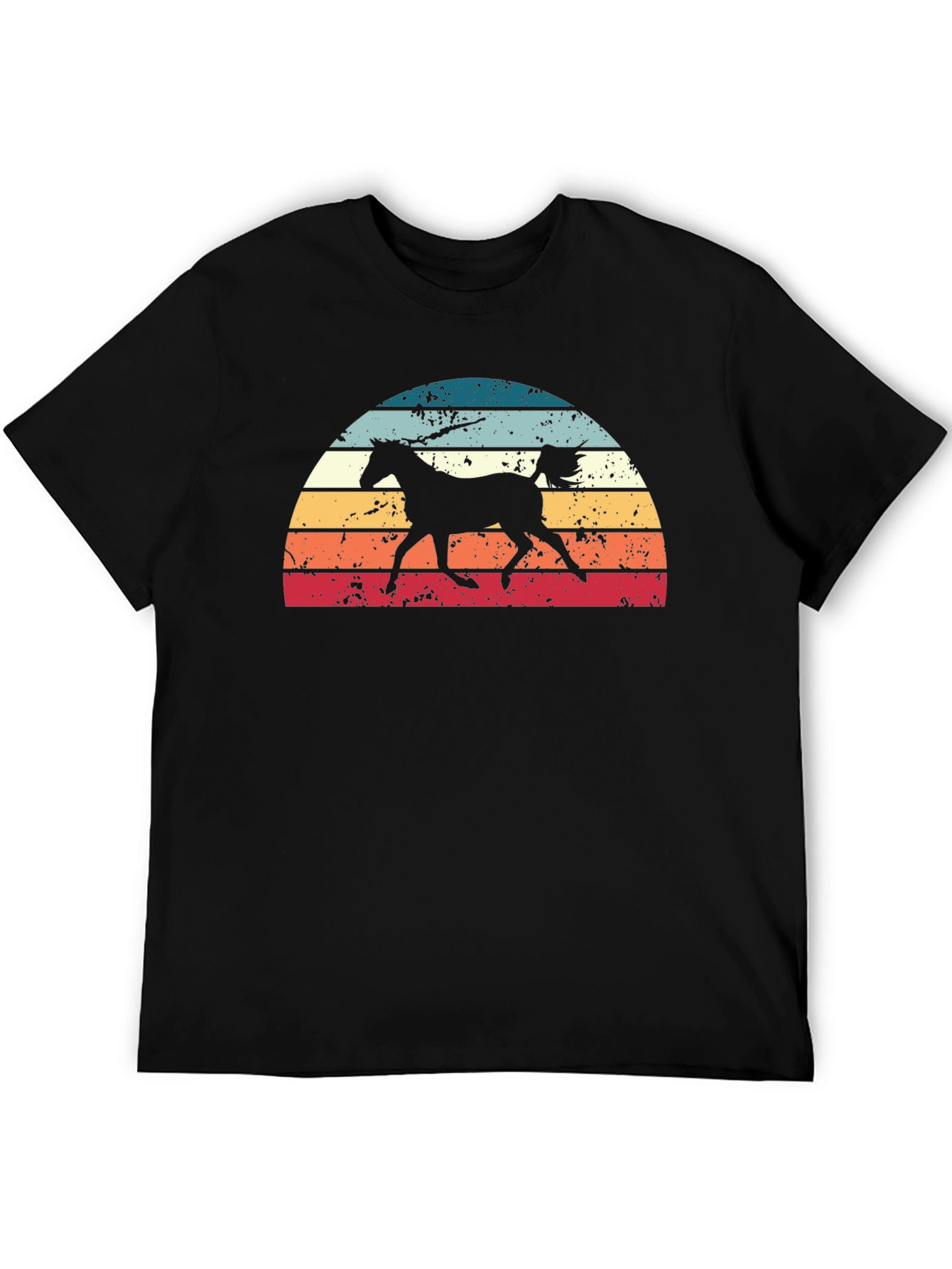 Black Retro Horse Sunset Graphic Tee view 5
