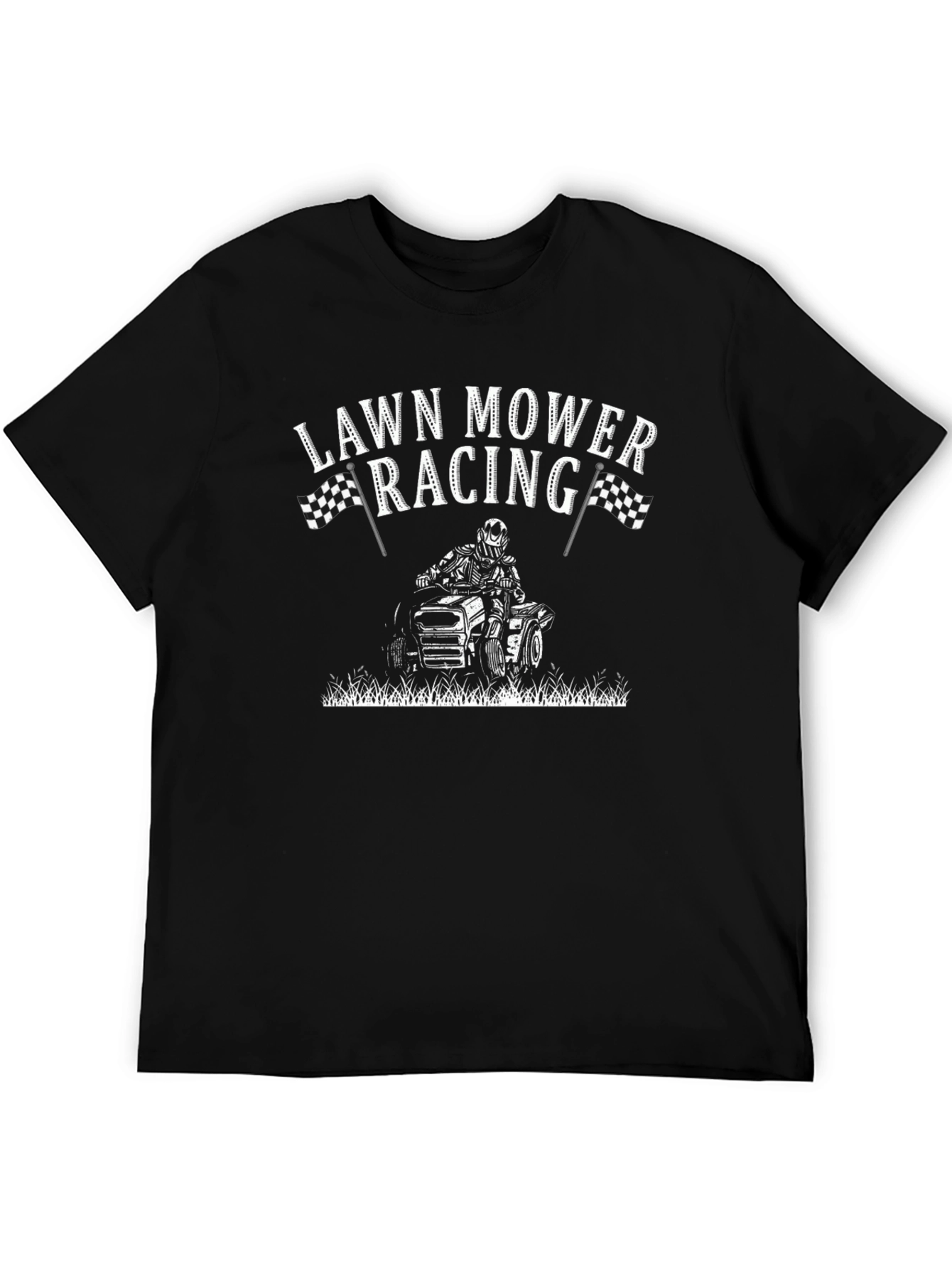 Black Lawn Mower Racing Graphic T-Shirt view 5