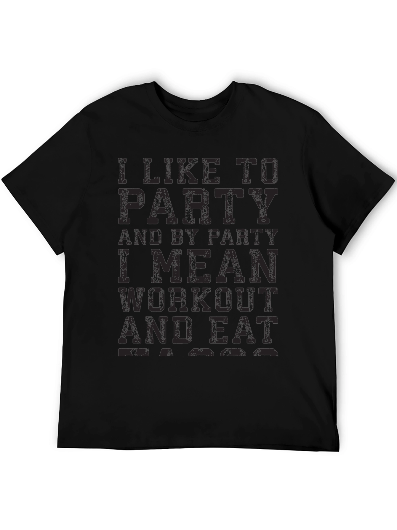 Black Funny Workout Black T-Shirt: Party to Workout view 5