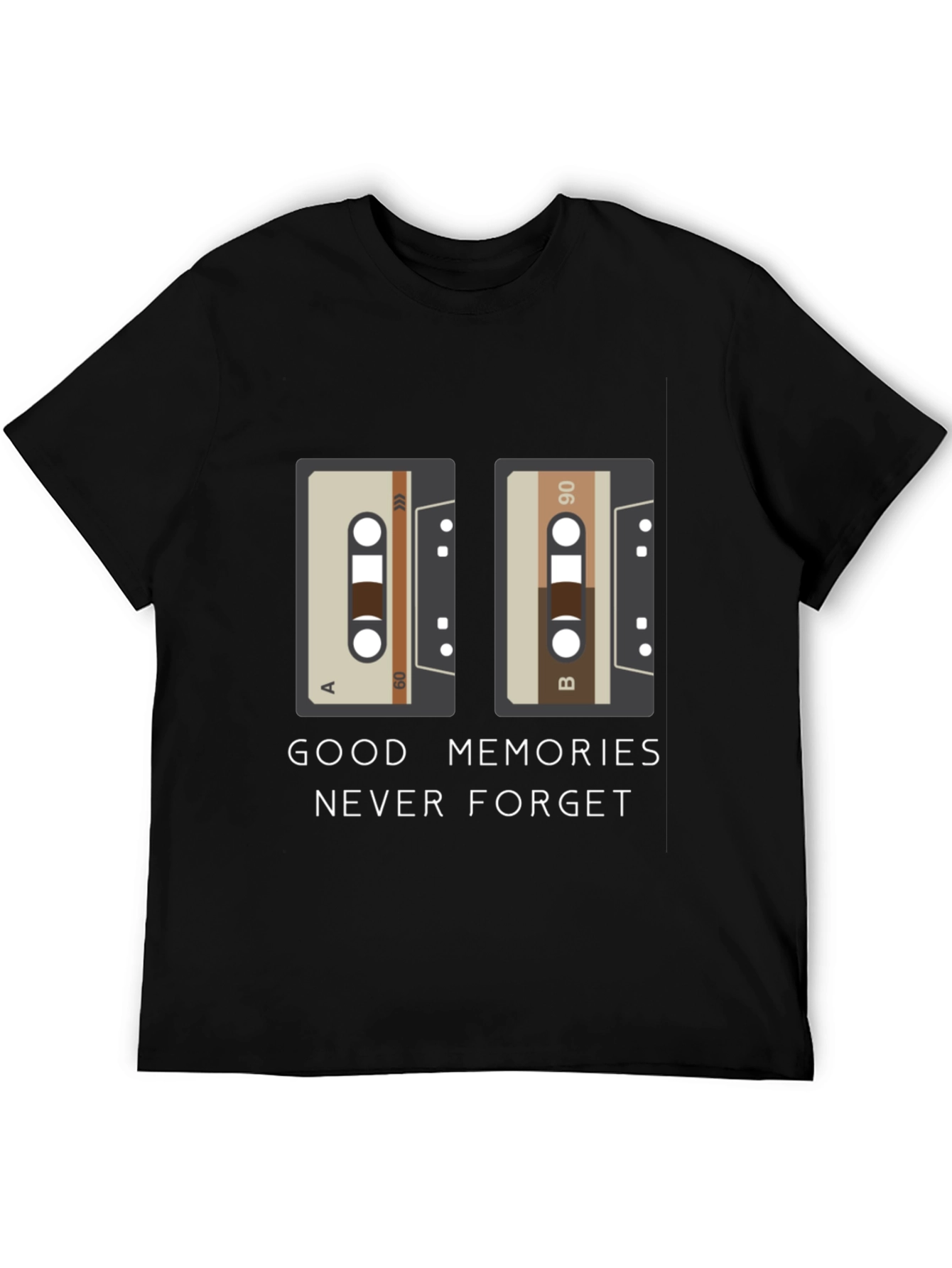 Black Good Memories Never Forget Cassette Tape T-Shirt view 5