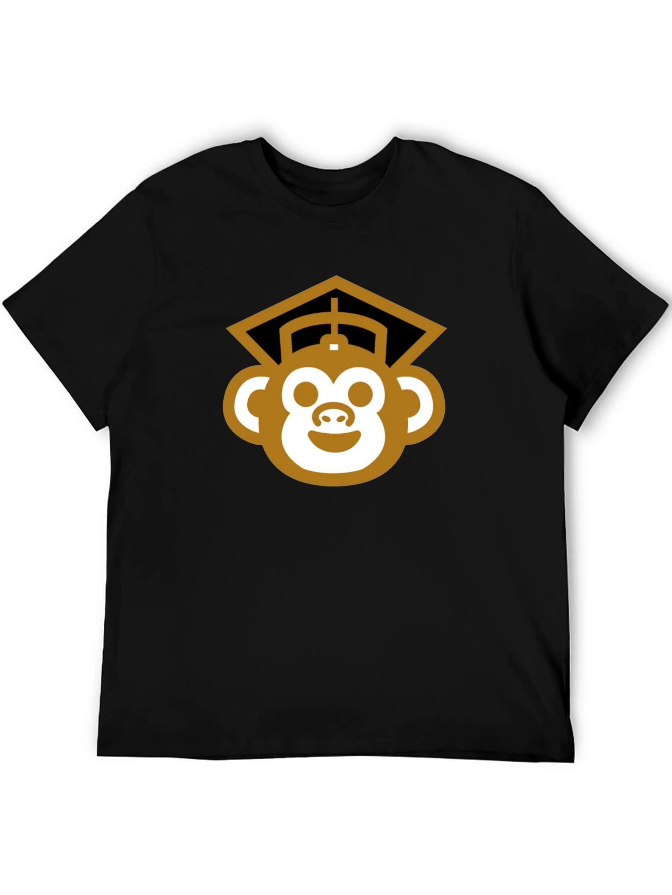 Black Graduation Monkey Tee - Black Cotton Blend T-Shirt view 5